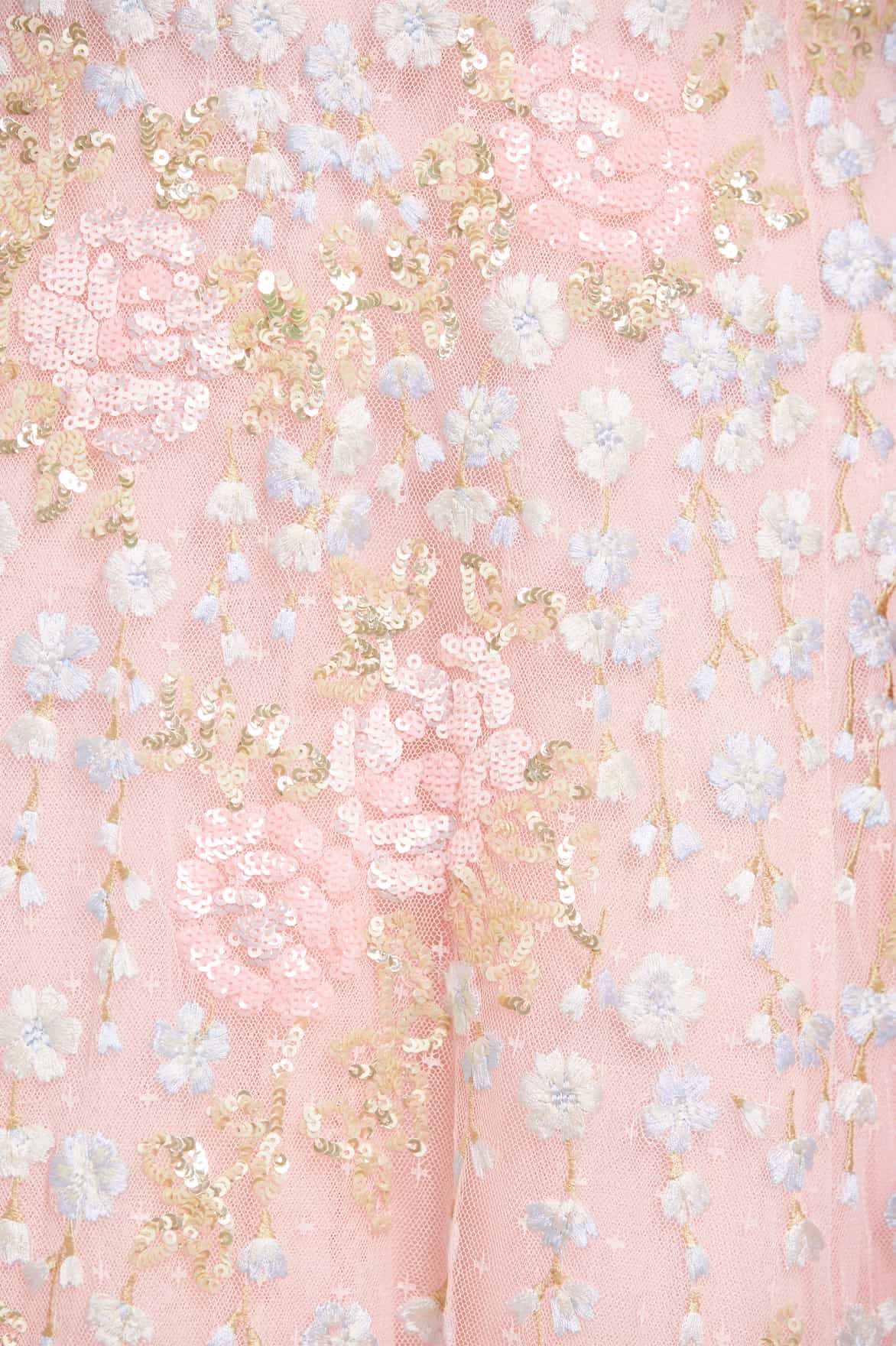 Needle & Thread Cressida Floral Cape sukienka midi pink haftowana