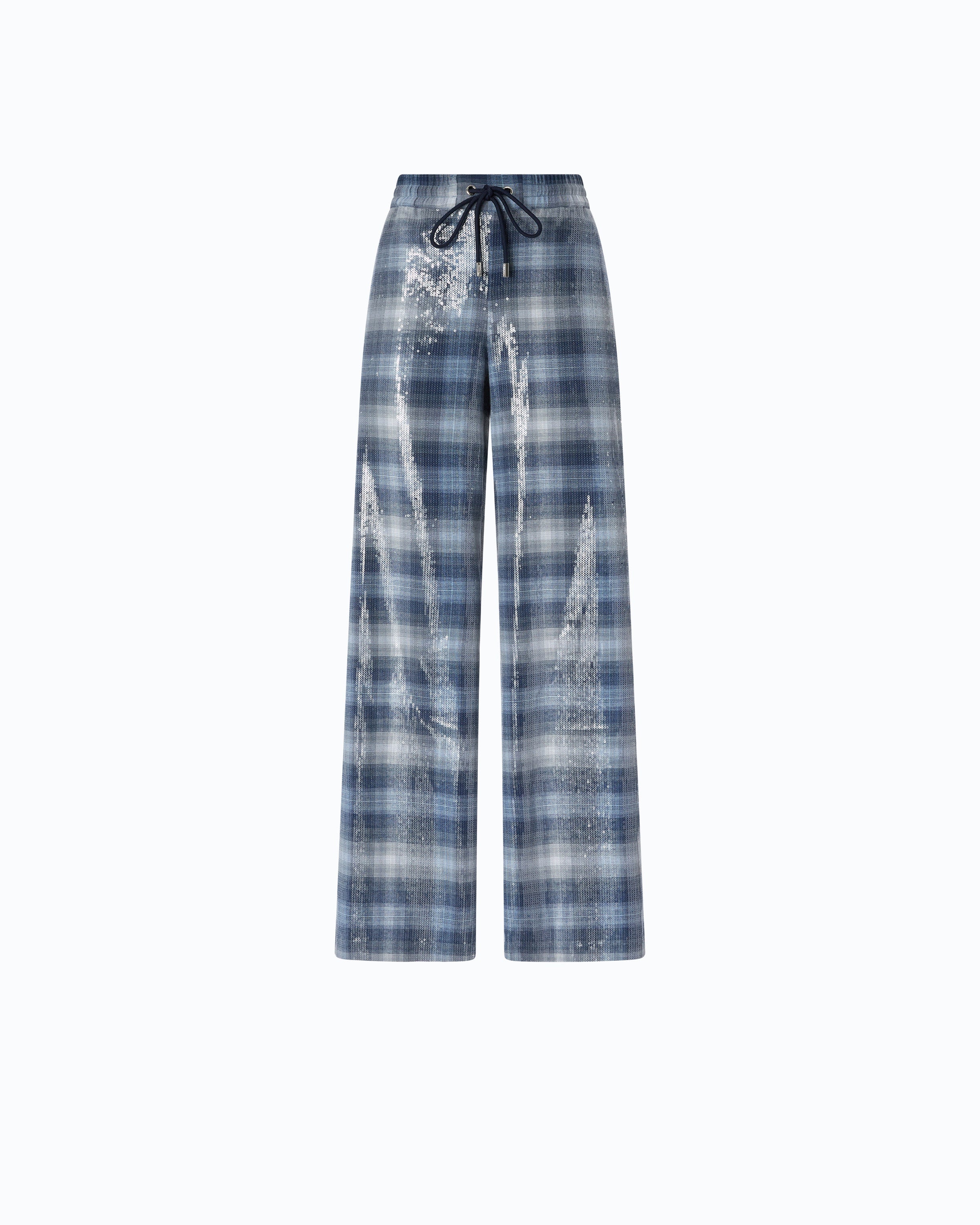 Pinko Primula Pants spodnie palazzo cekinowe kratka