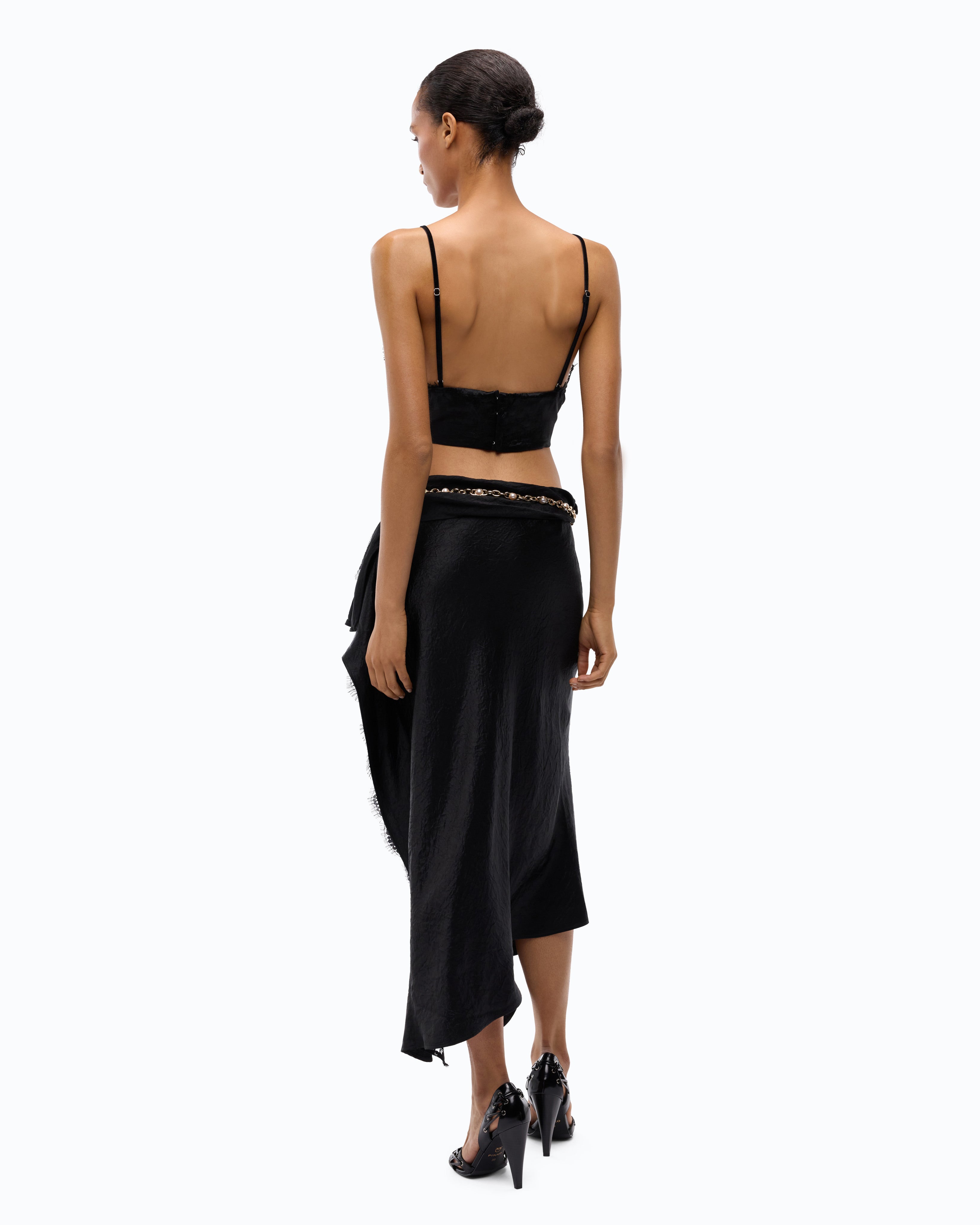 Pinko Lotus Top gorsetowy satynowy czarny