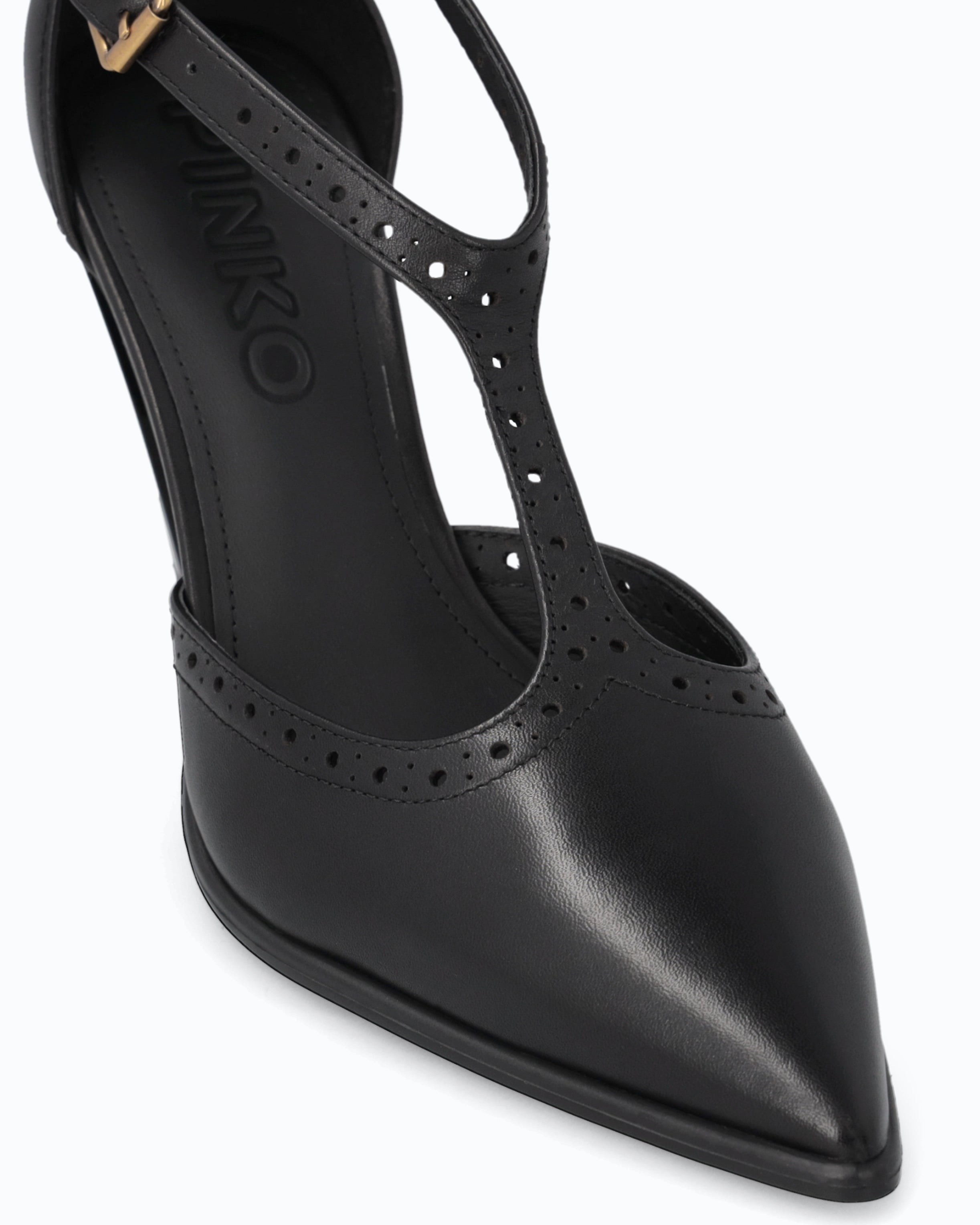 Pinko Vane 05 T-Strap czółenka czarne skóra