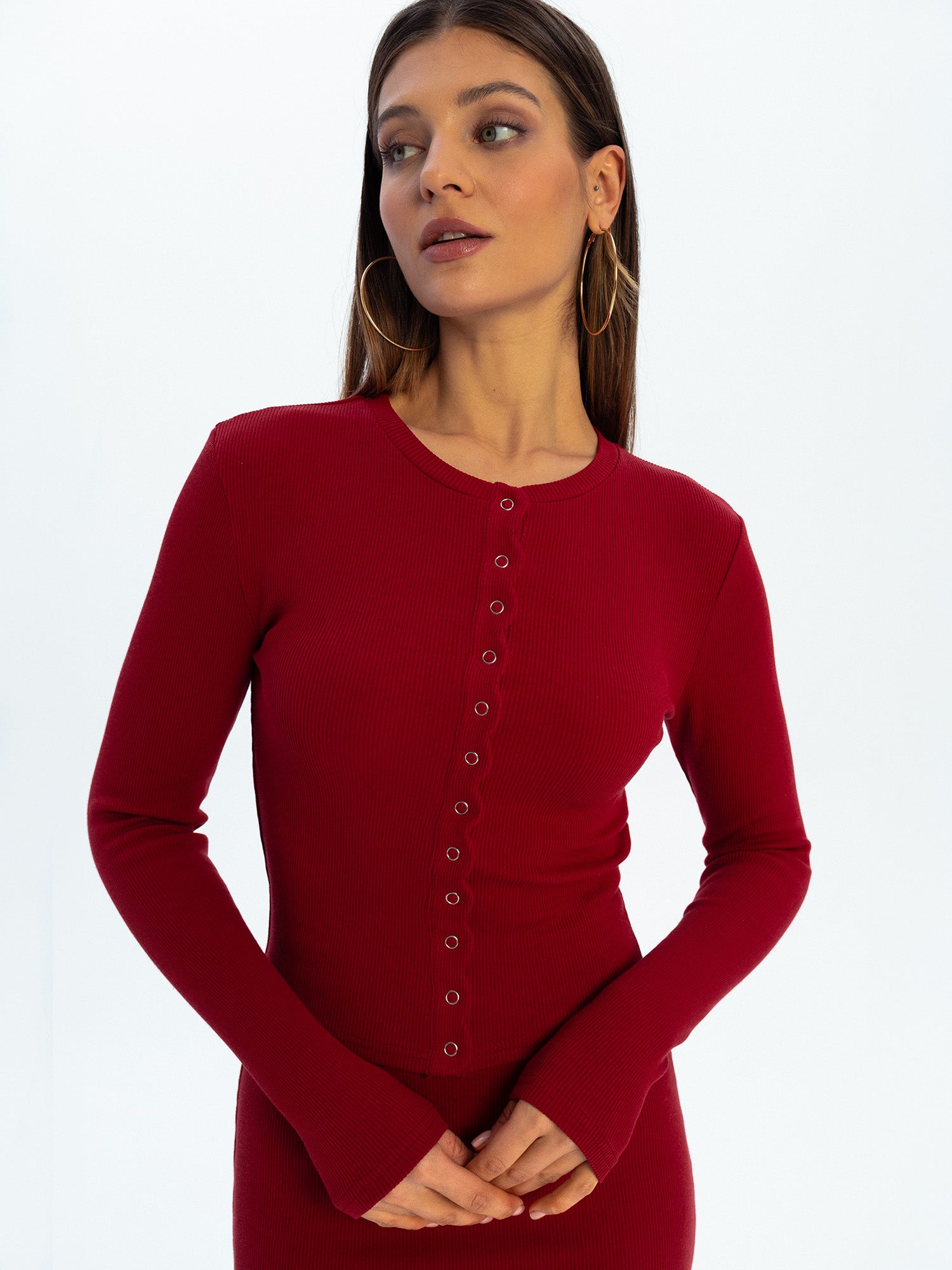 Nudyess Helsa top kardigan Cherry zapinany 50 cm
