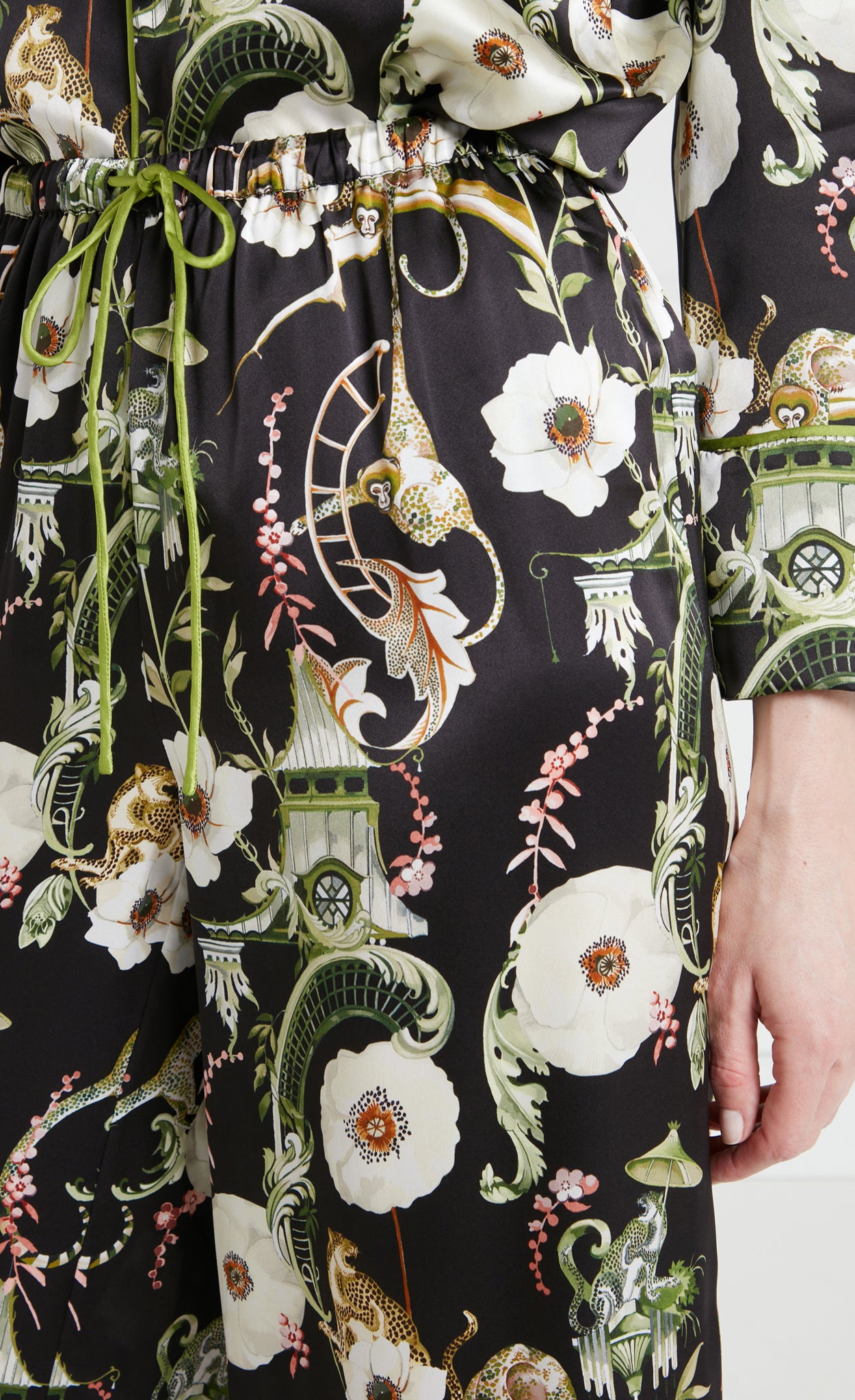 Temperley London Aphrodite spodnie piżamowe czarne