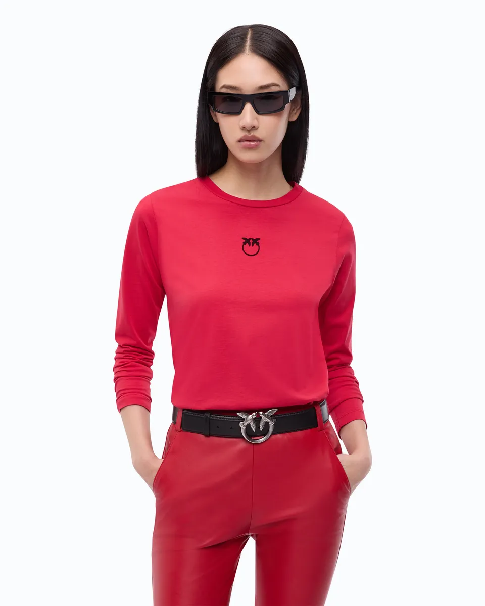Pinko Toblino t-shirt bawełniany z logo długi rękaw