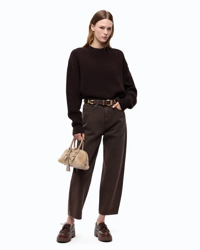 Pinko Estelle Egg spodnie barrel fit brązowe bull