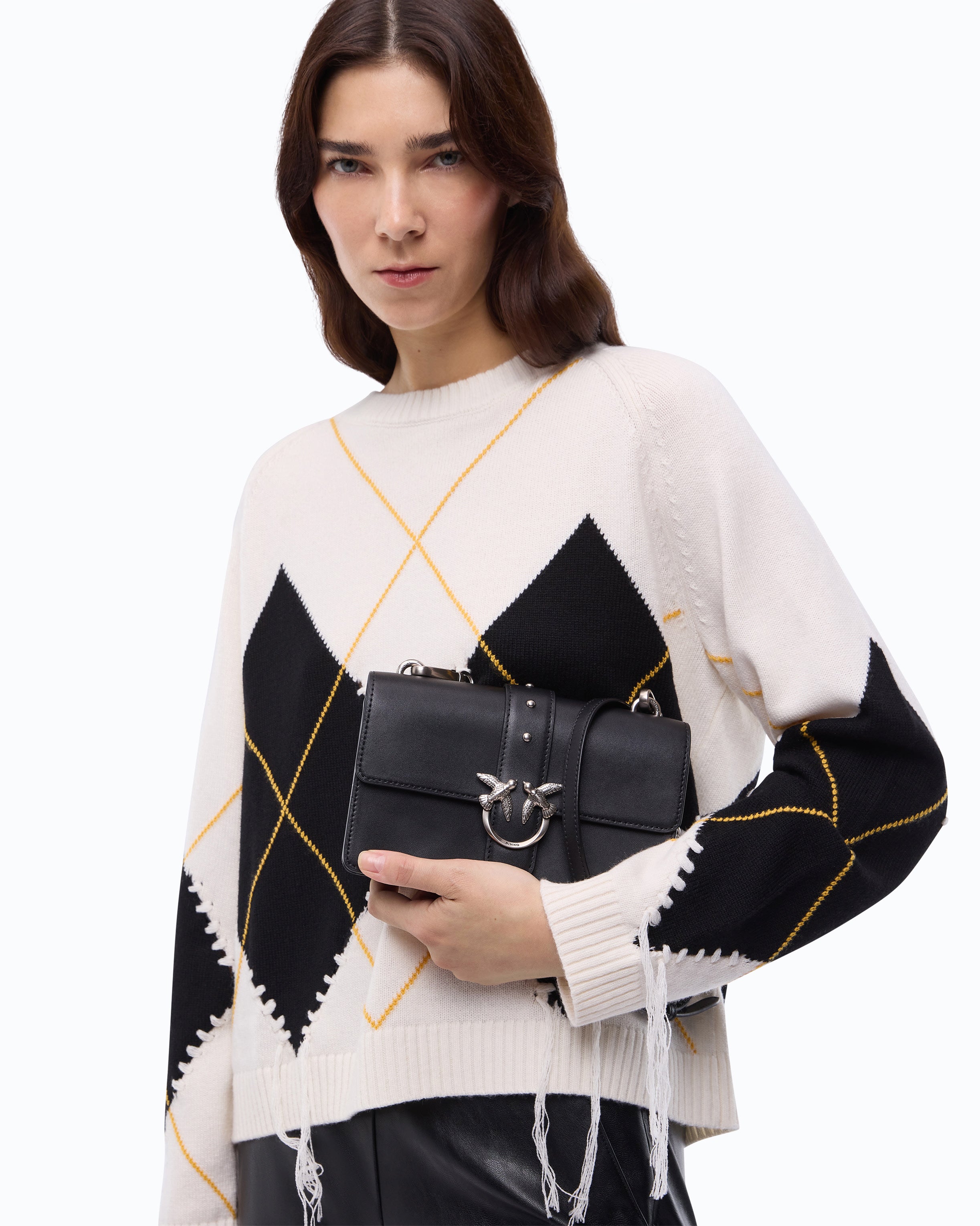 Pinko Love Bag One torebka skórzana czarna mała
