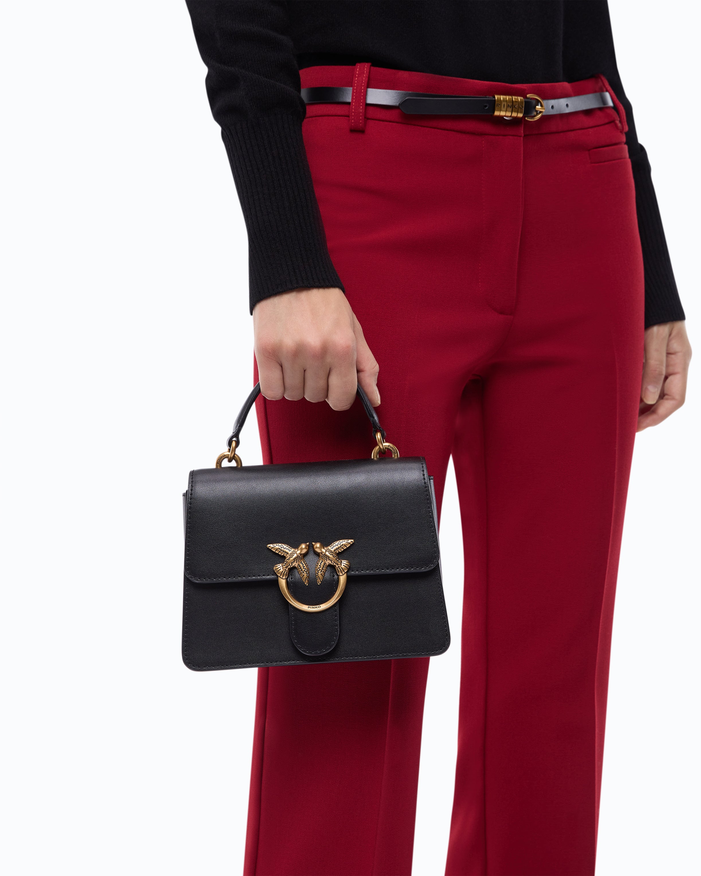 Pinko Love Bag Mini One Top Handle Light Simply torebka skórzana czarna
