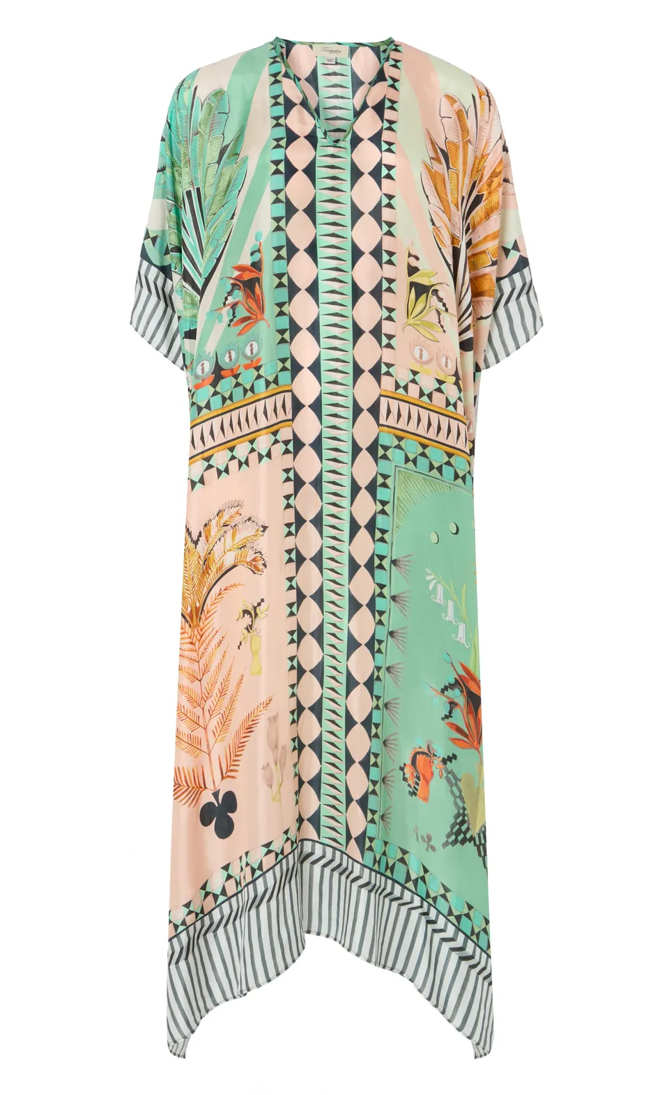 Temperley London Amber kaftan jedwabny Bellini Mix