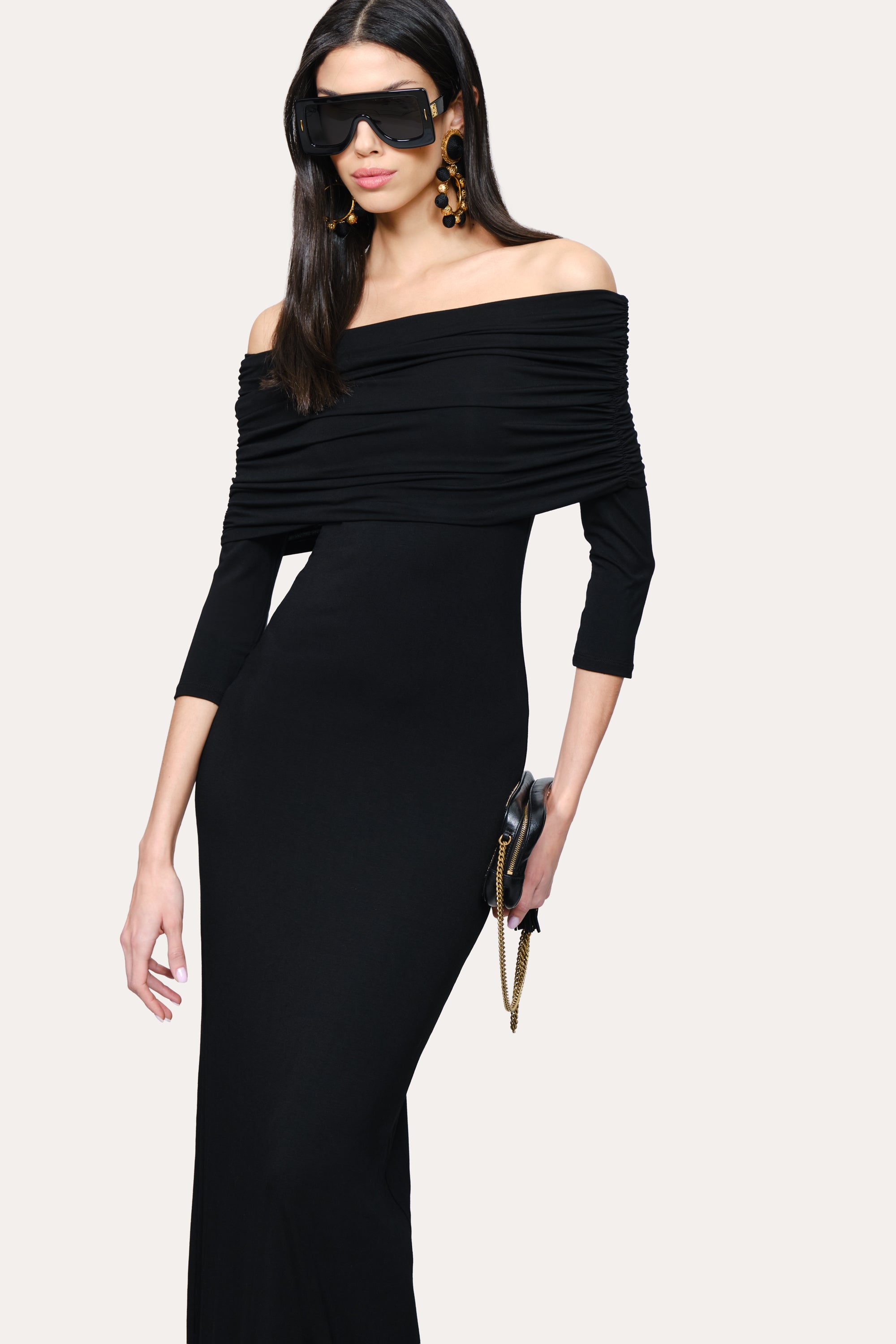 Elie Tahari Serena sukienka wieczorowa czarna maxi