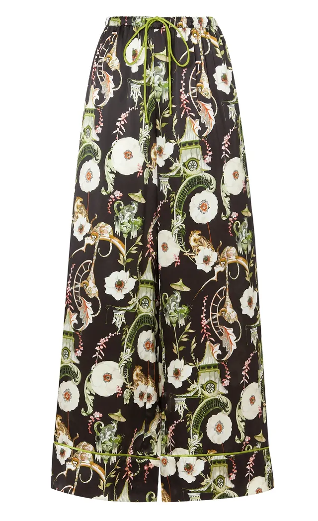 Temperley London Aphrodite spodnie piżamowe czarne