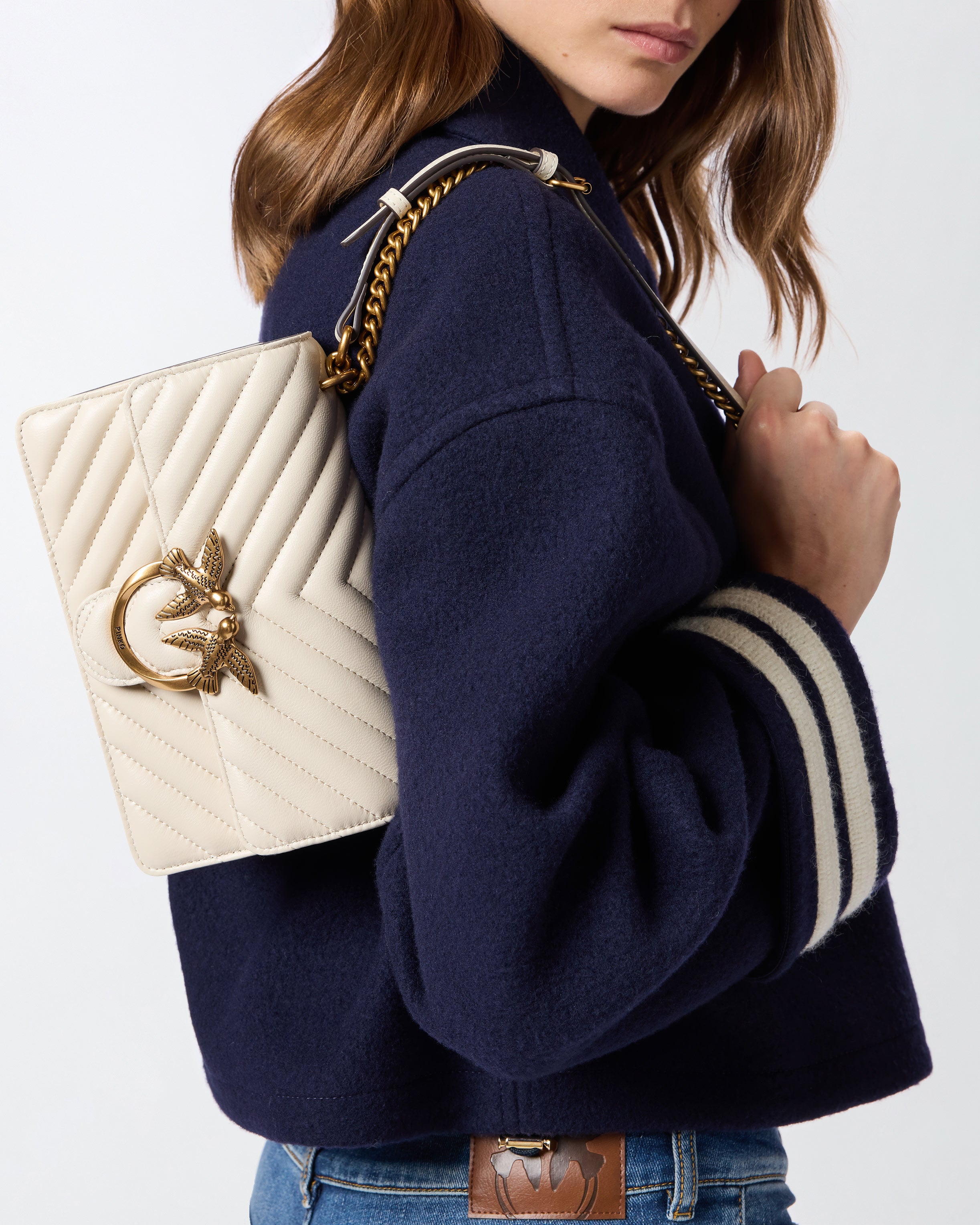 Pinko Love One Mini torebka biała chevron