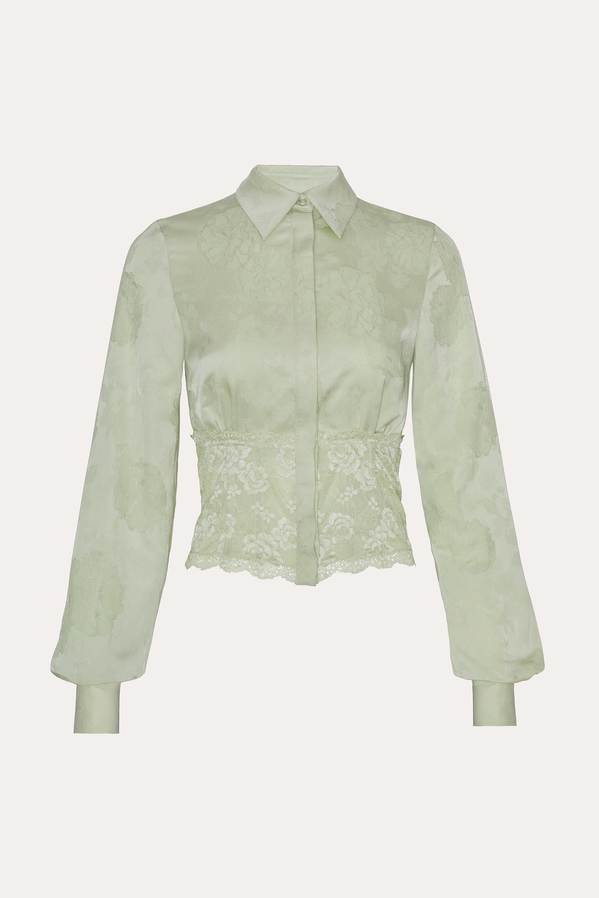Elie Tahari Savannah koszula sage mist żakard