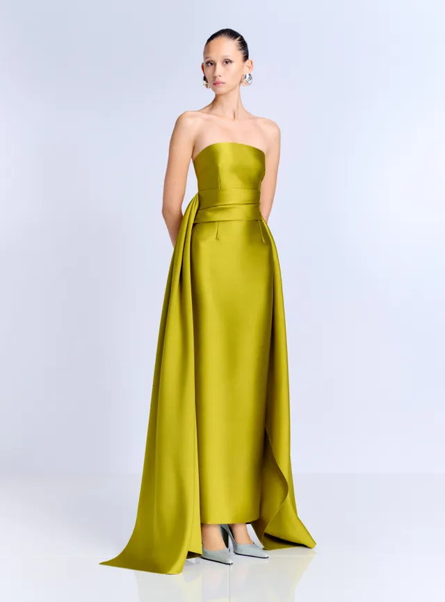 Solace London Elara sukienka wieczorowa chartreuse maxi
