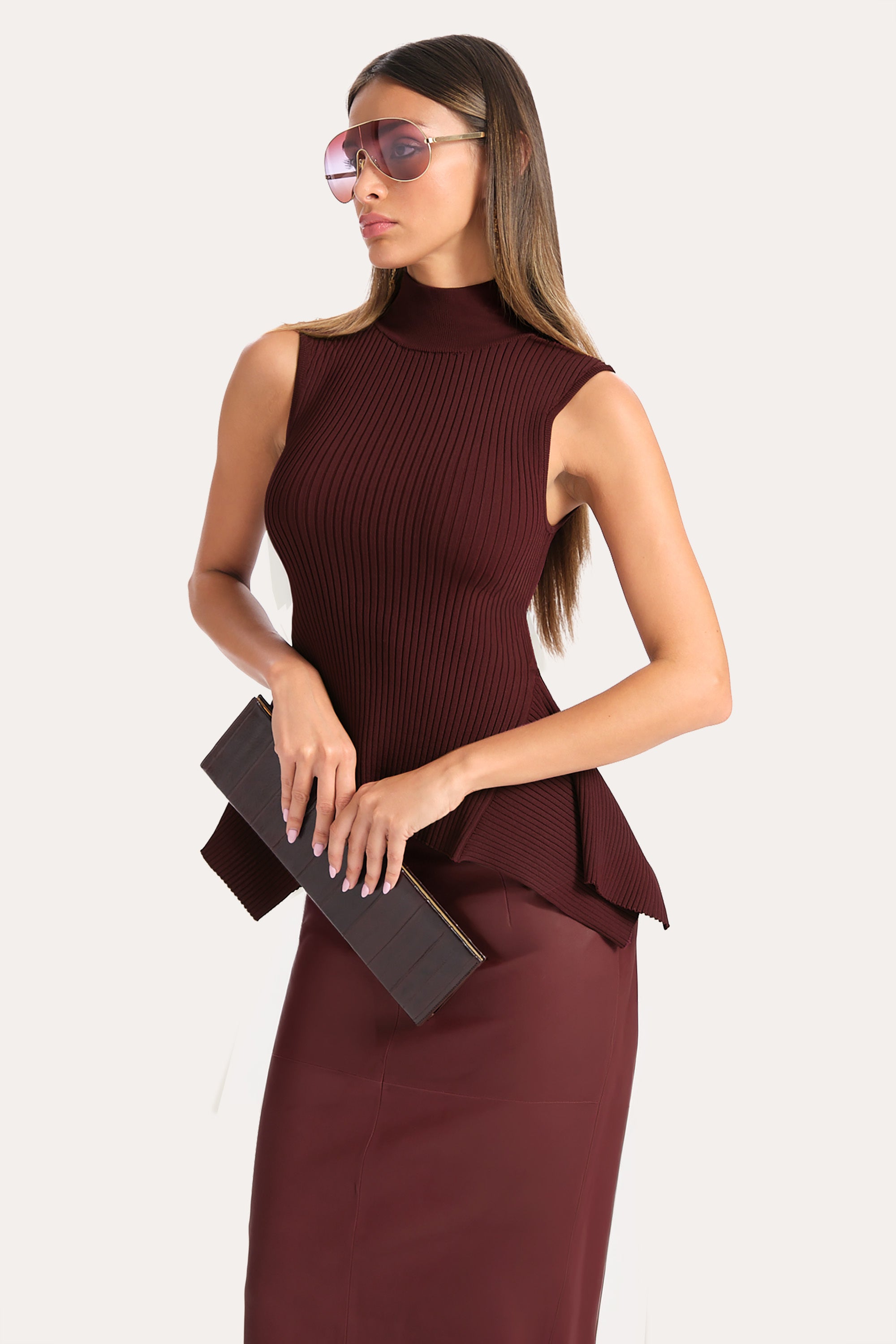 Elie Tahari Francesca top sweterkowy Jester Red prążek