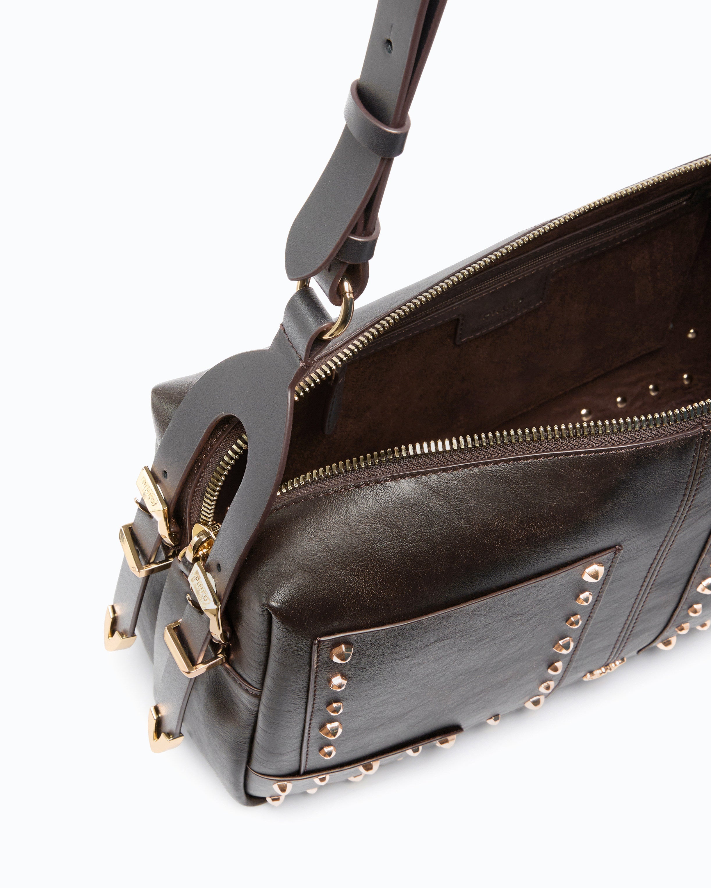 Pinko Keeper Bag torebka skórzana U z ćwiekami