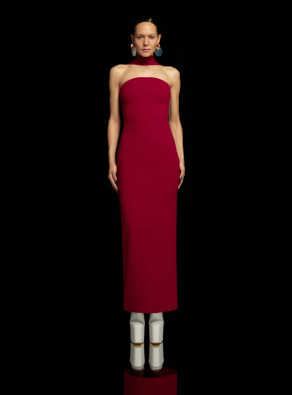 Solace London Amari sukienka maxi Ruby bordowa