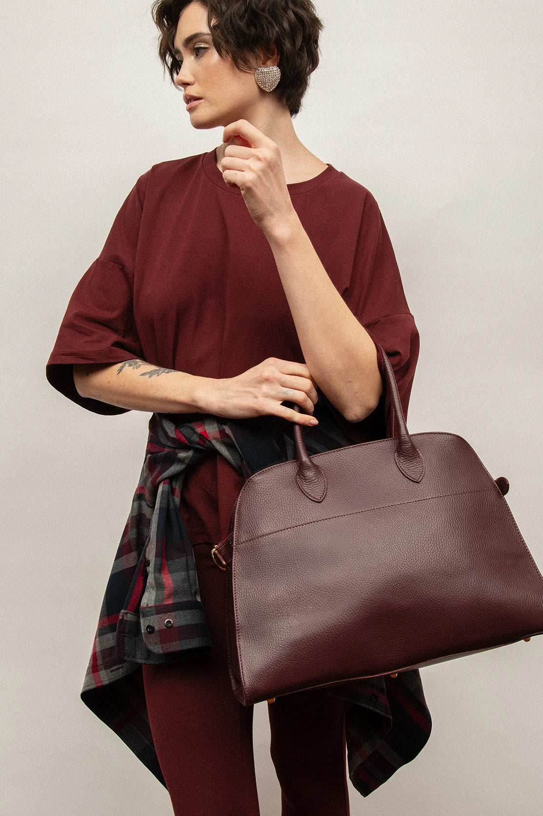 Nudyess Handbag N°2 torebka bordowa skórzana kuferek