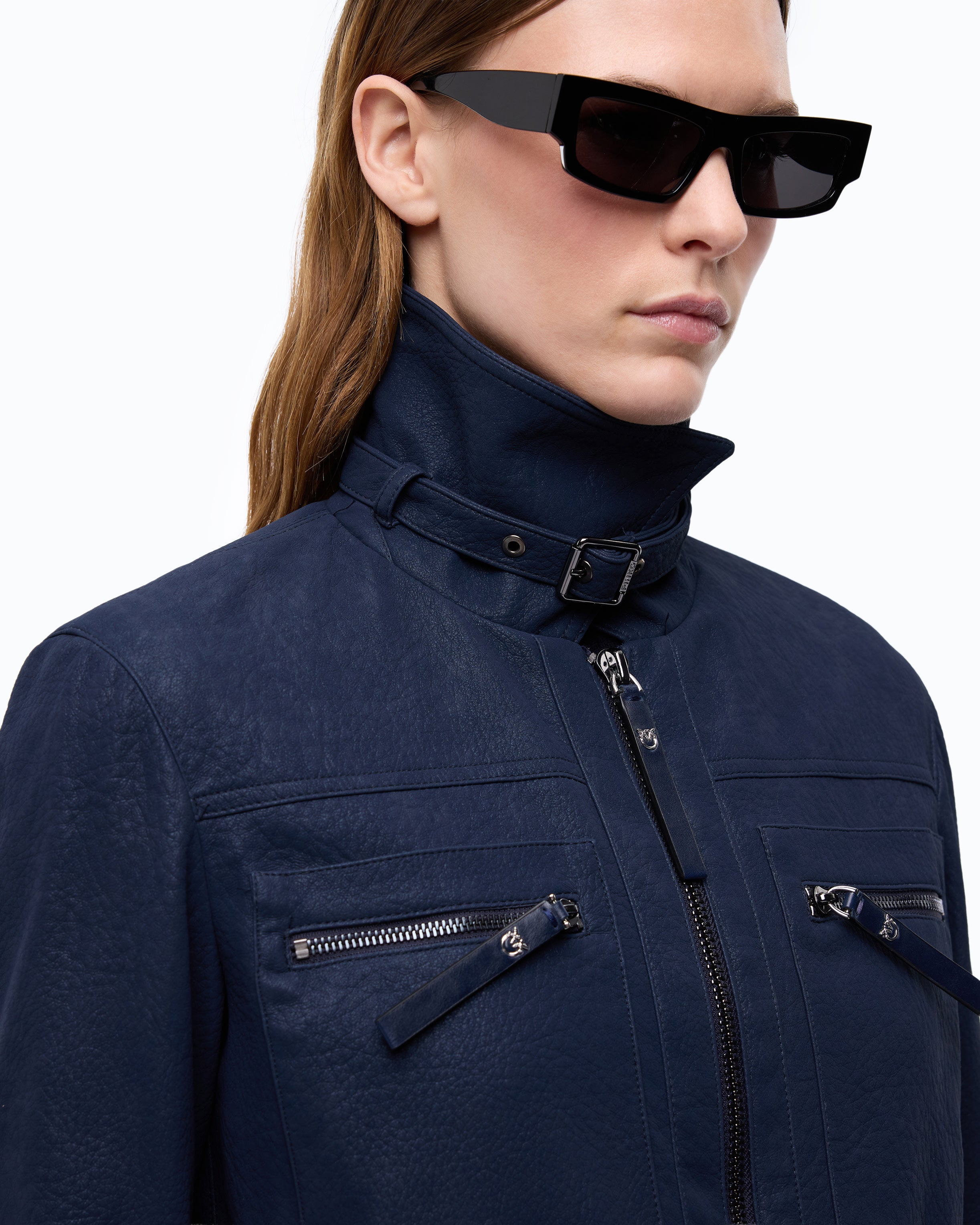 Pinko Arzignano Jacket kurtka niebieska nubuk