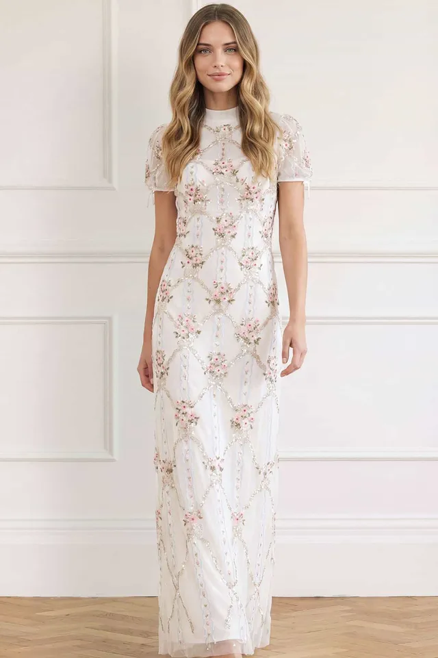 Needle & Thread Lovers Lace Ribbon Gown suknia biała haftowana