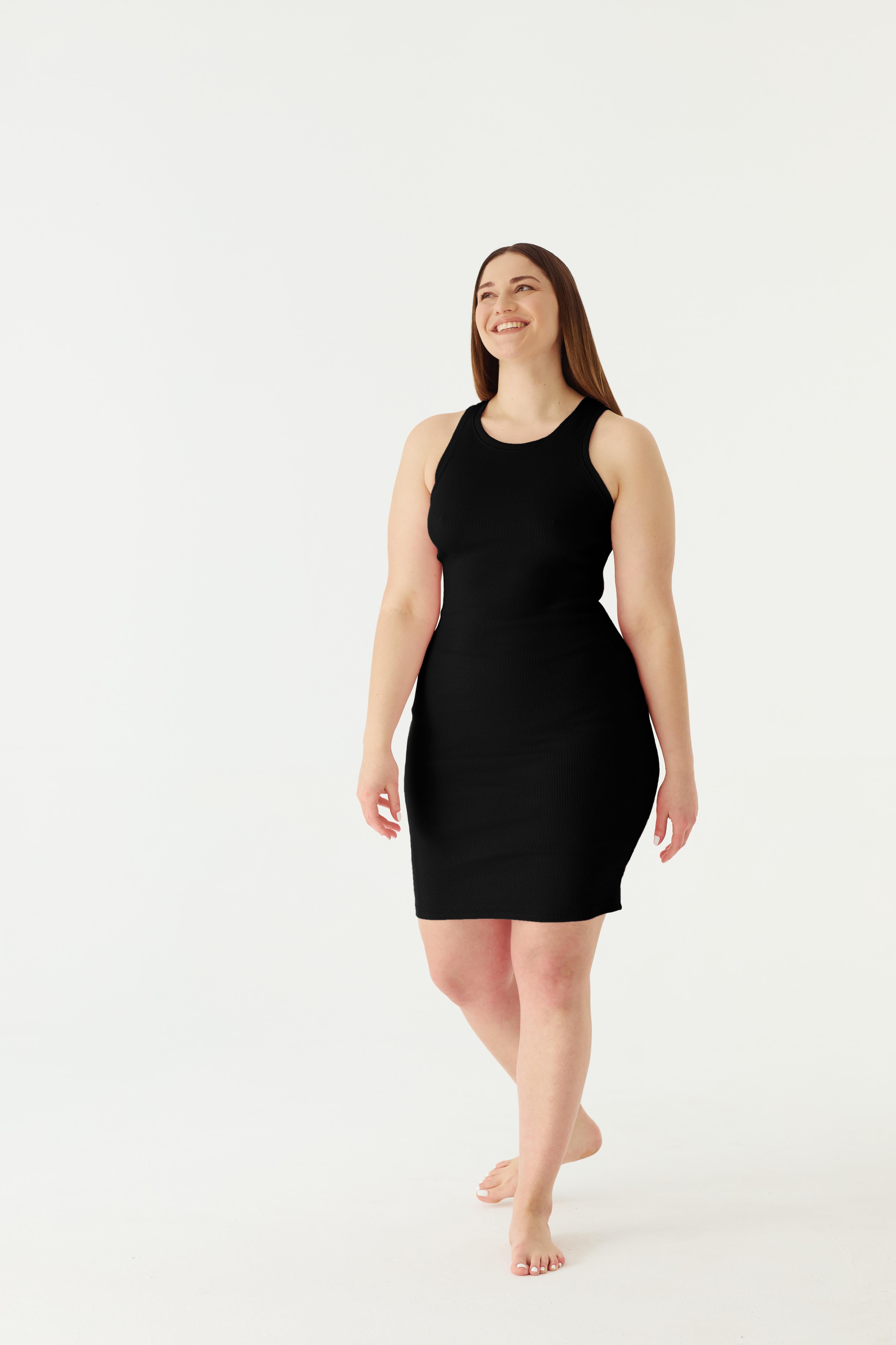 Nudyess Luna sukienka mini Black prążkowana