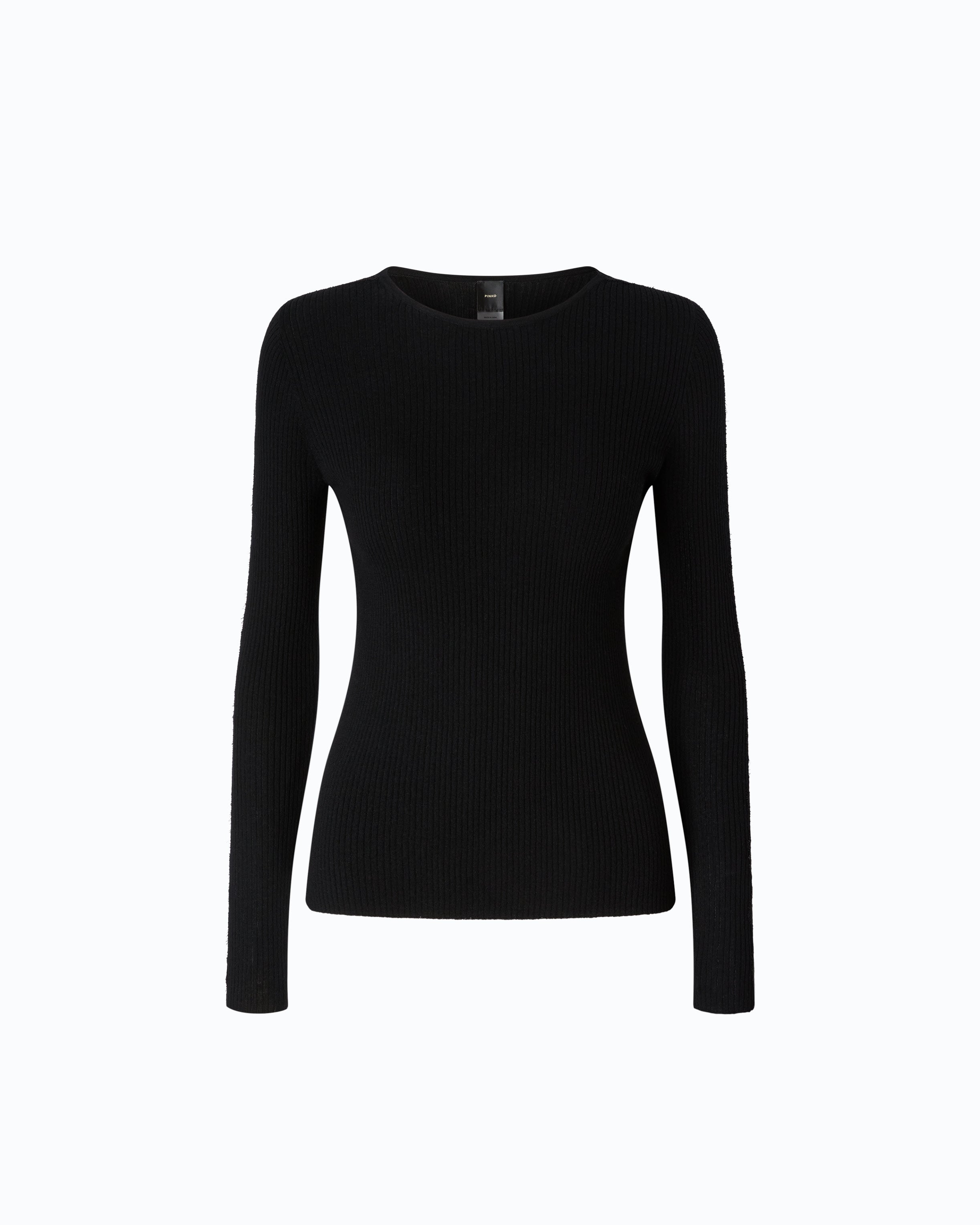 Pinko Copenaghen sweter czarny koronka wełna kaszmir
