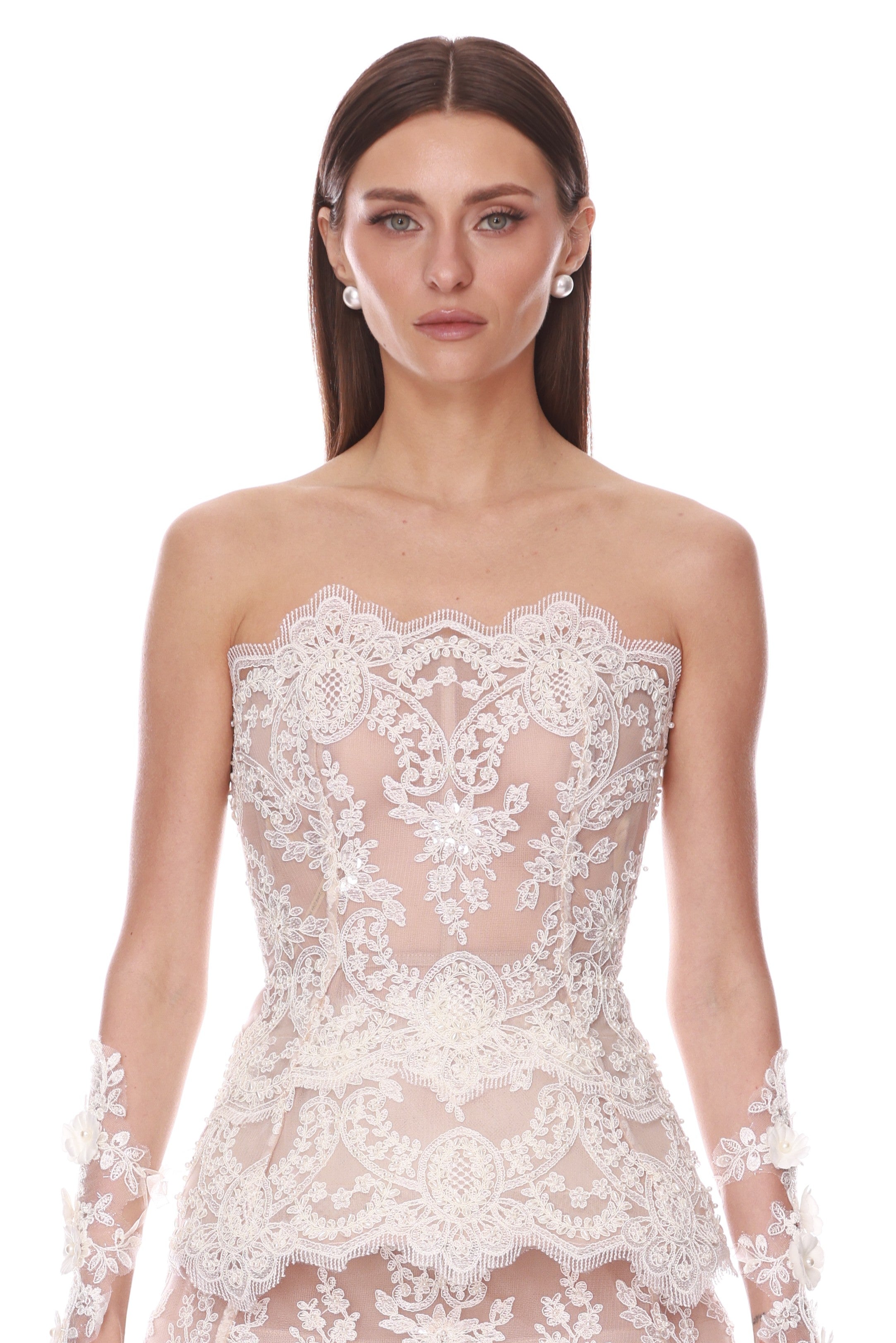 Bronx and Banco Paris Lace komplet koronkowy biały mini