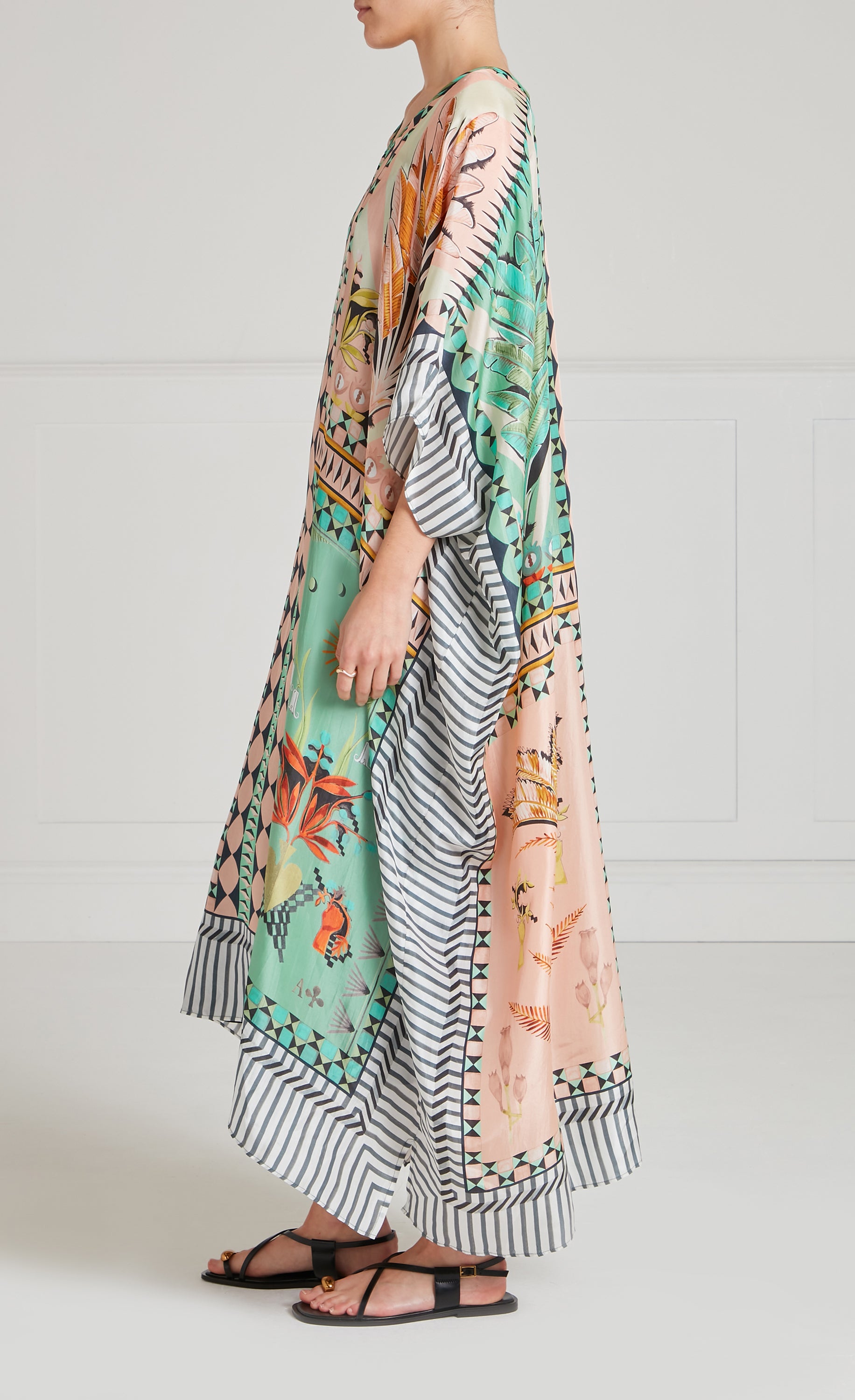Temperley London Amber kaftan jedwabny Bellini Mix