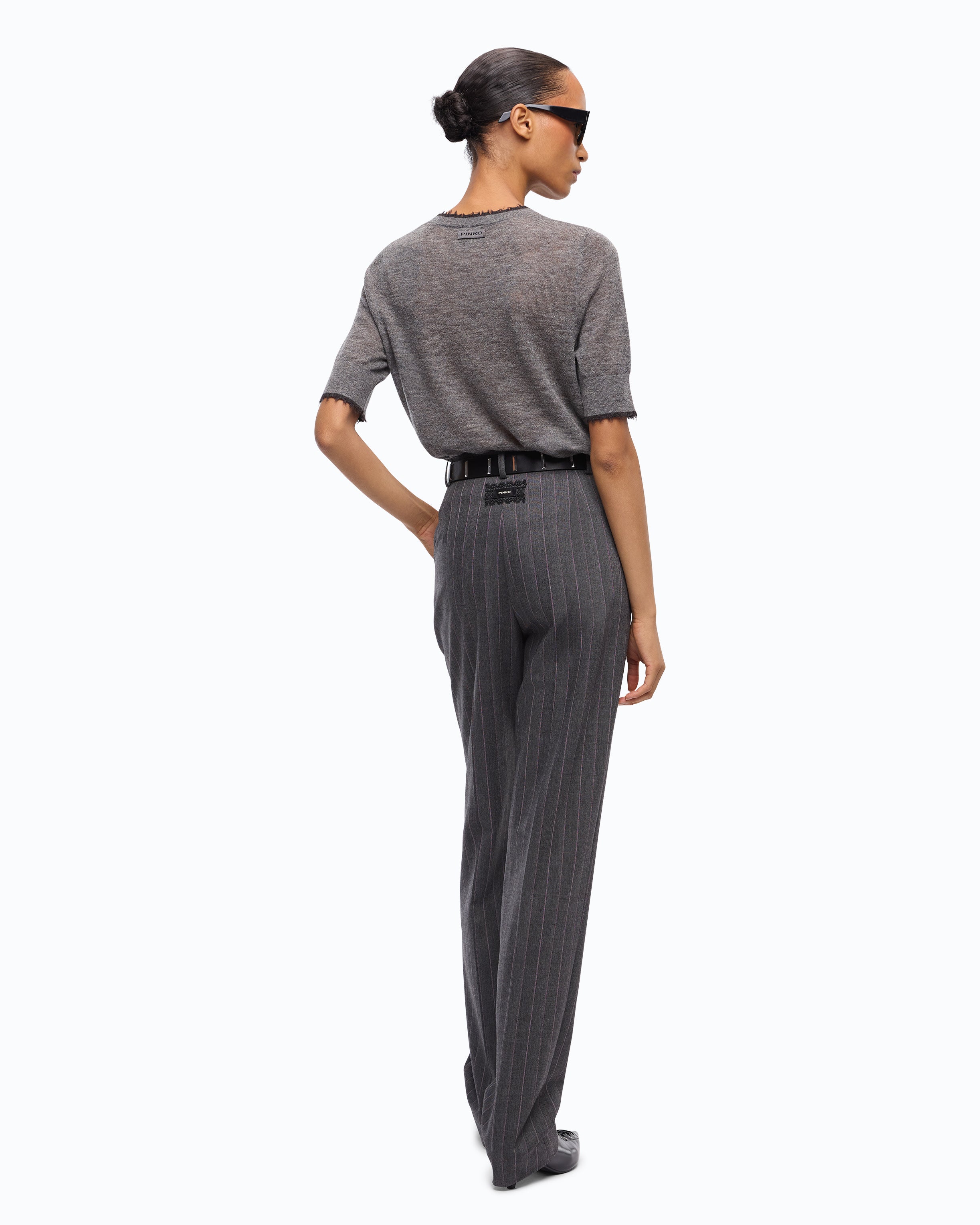 Pinko Nicosia Sweater sweter szary wełna merynosów
