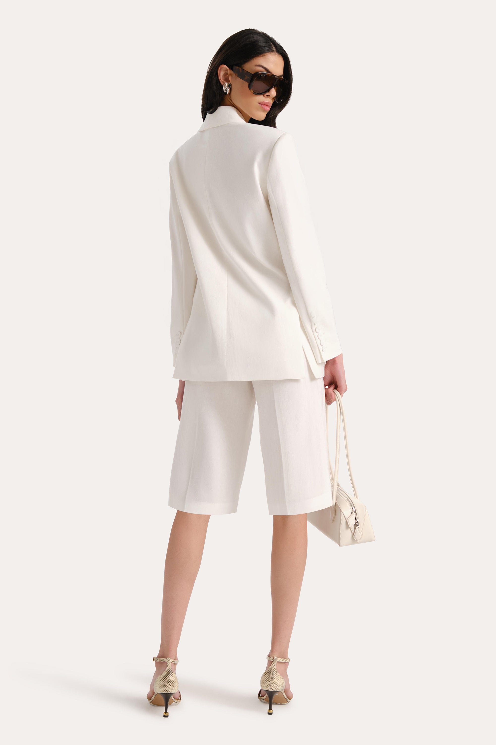 Elie Tahari Stella marynarka lniana Fresh Pearl oversize