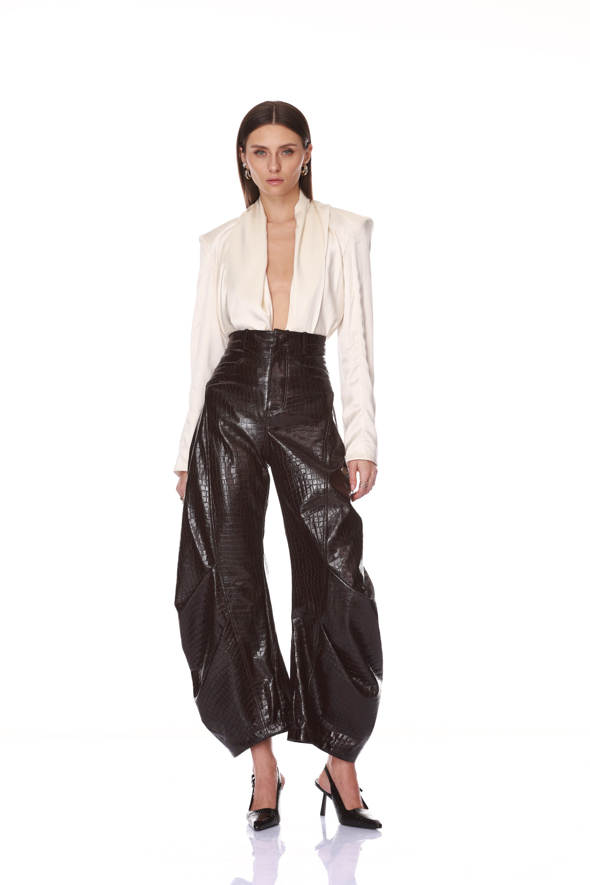 Bronx and Banco Vegan Croc Embossed Horseshoe Pant spodnie