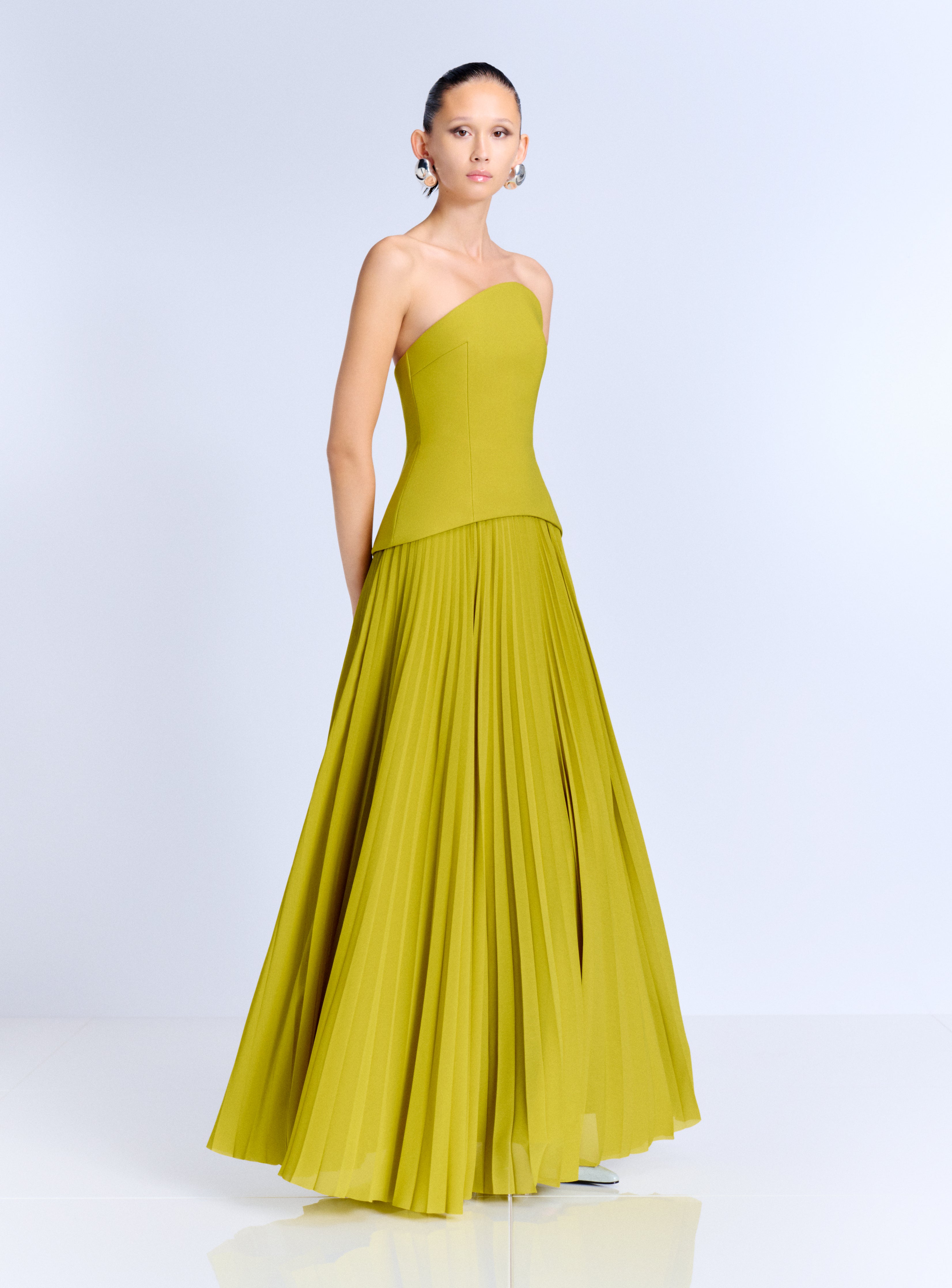 SOLACE LONDON Britt sukienka maxi limonkowa gorsetowa