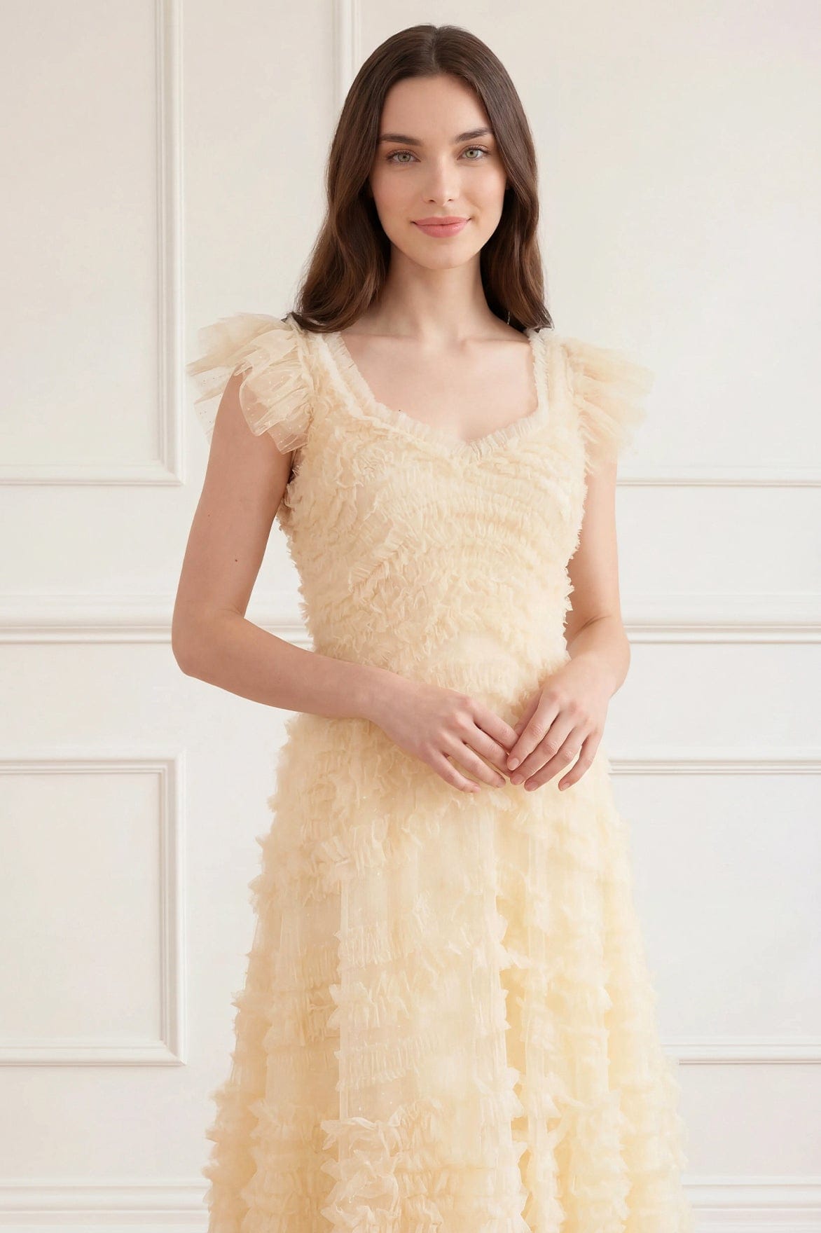 Needle & Thread Amara Backless Ballerina sukienka Lemon