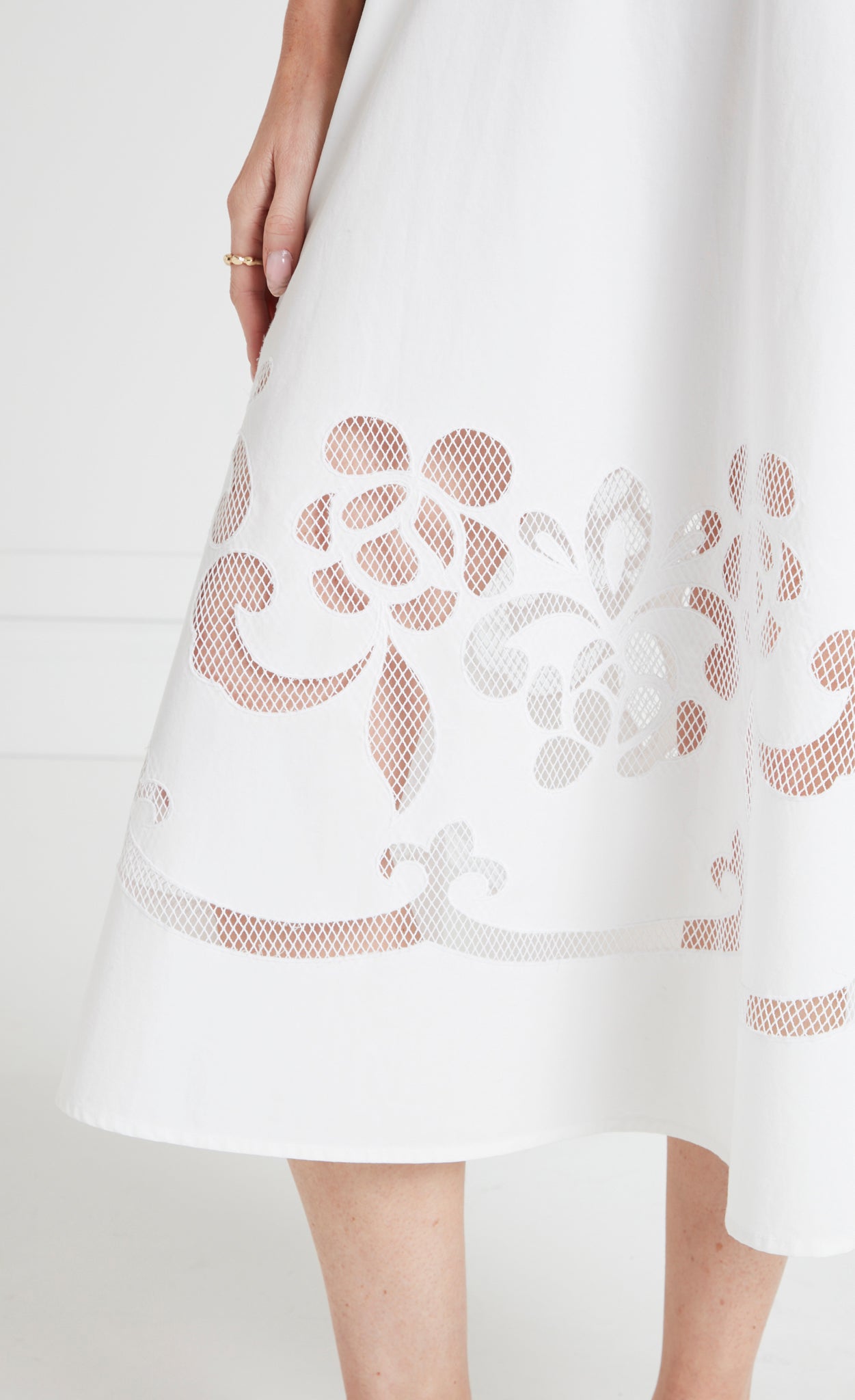 Temperley London Nelle spódnica midi biała bawełna