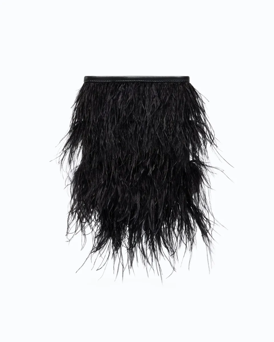 Pinko Galleria Clutch torebka pouch czarna pióra limitowana