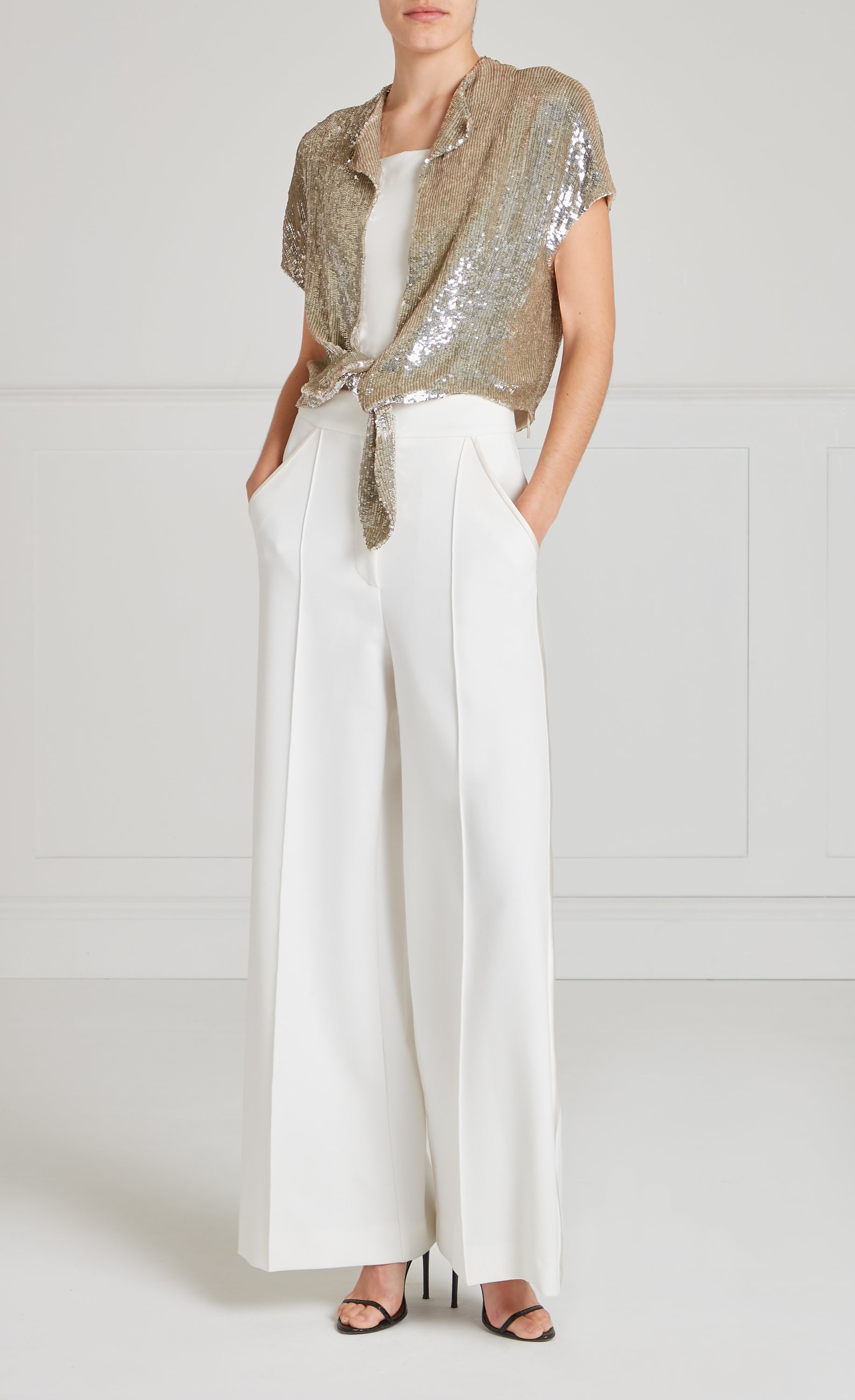 Temperley London Filigree żakiet cekinowy srebrny