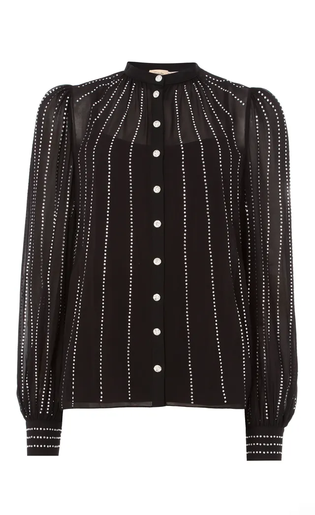 Temperley London Villanelle koszula czarna z cyrkoniami