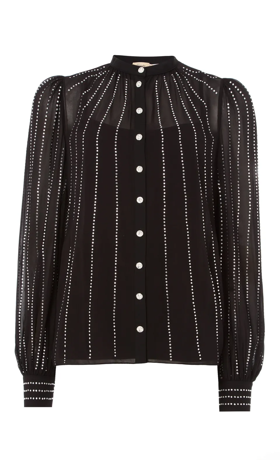 Temperley London Villanelle koszula czarna z cyrkoniami