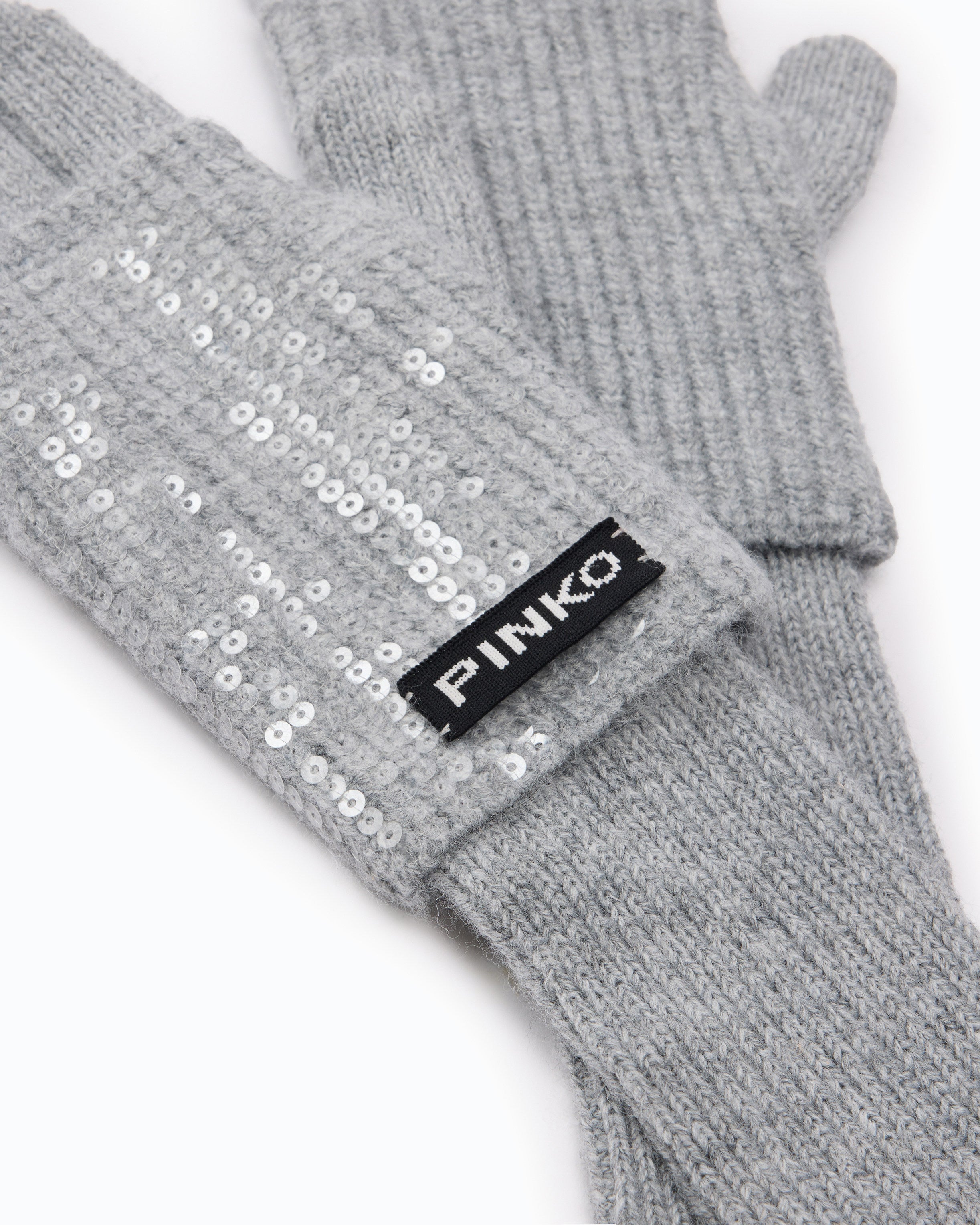 Pinko Gardenia Glove rękawiczki cekinowe szare