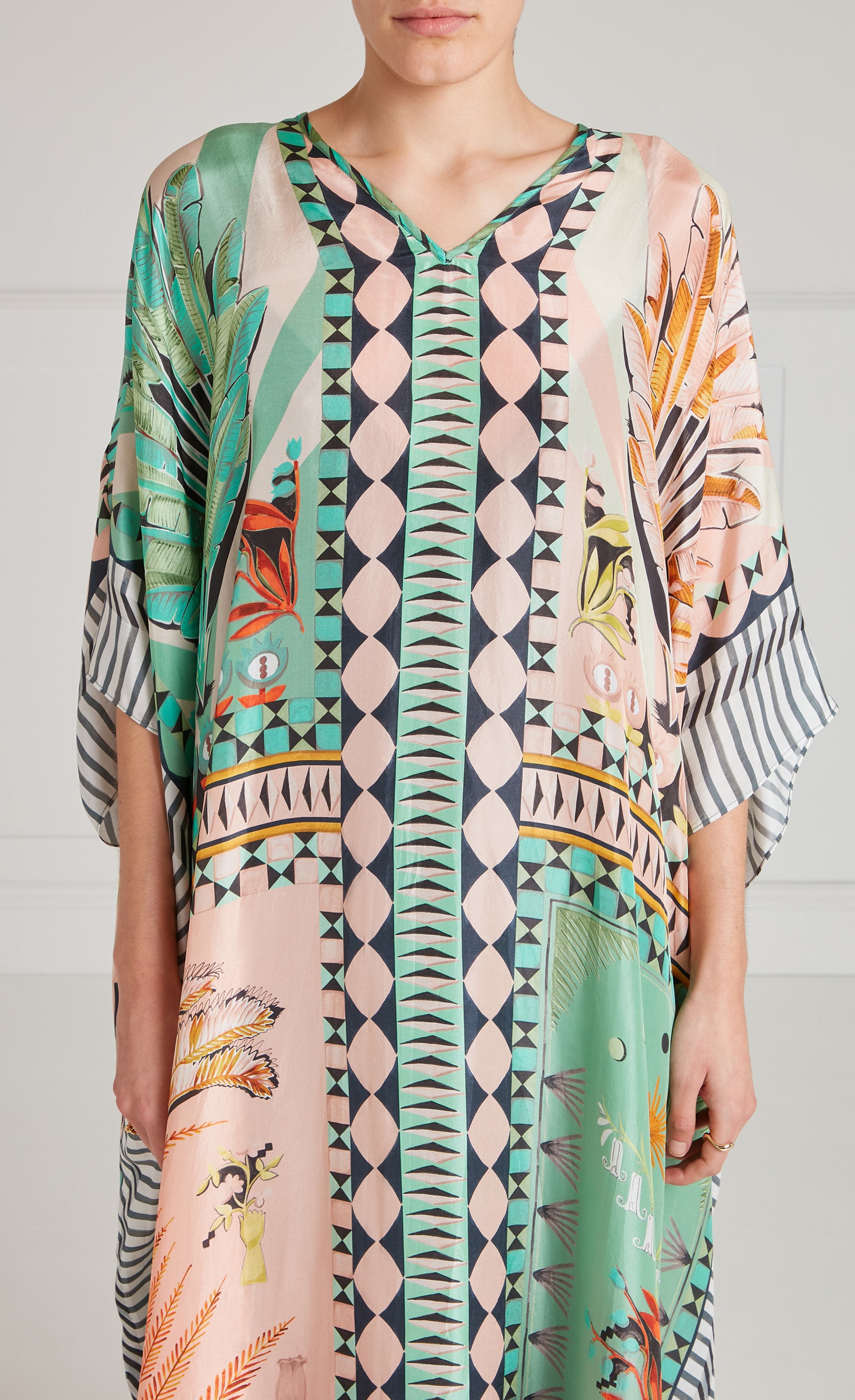 Temperley London Amber kaftan jedwabny Bellini Mix