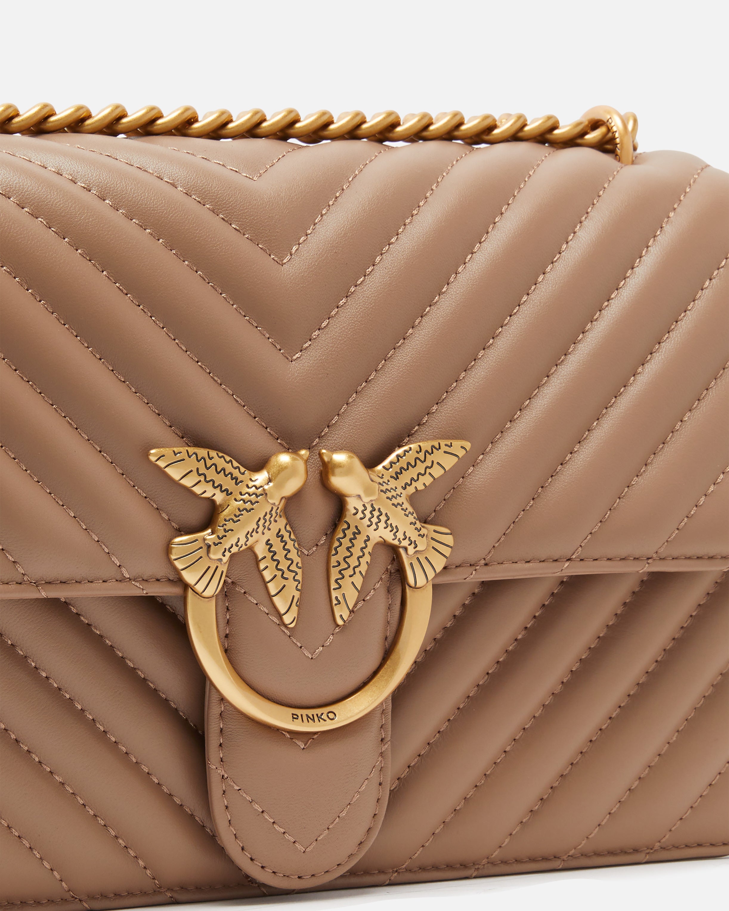 Pinko Love One Classic Chevron torebka brązowa