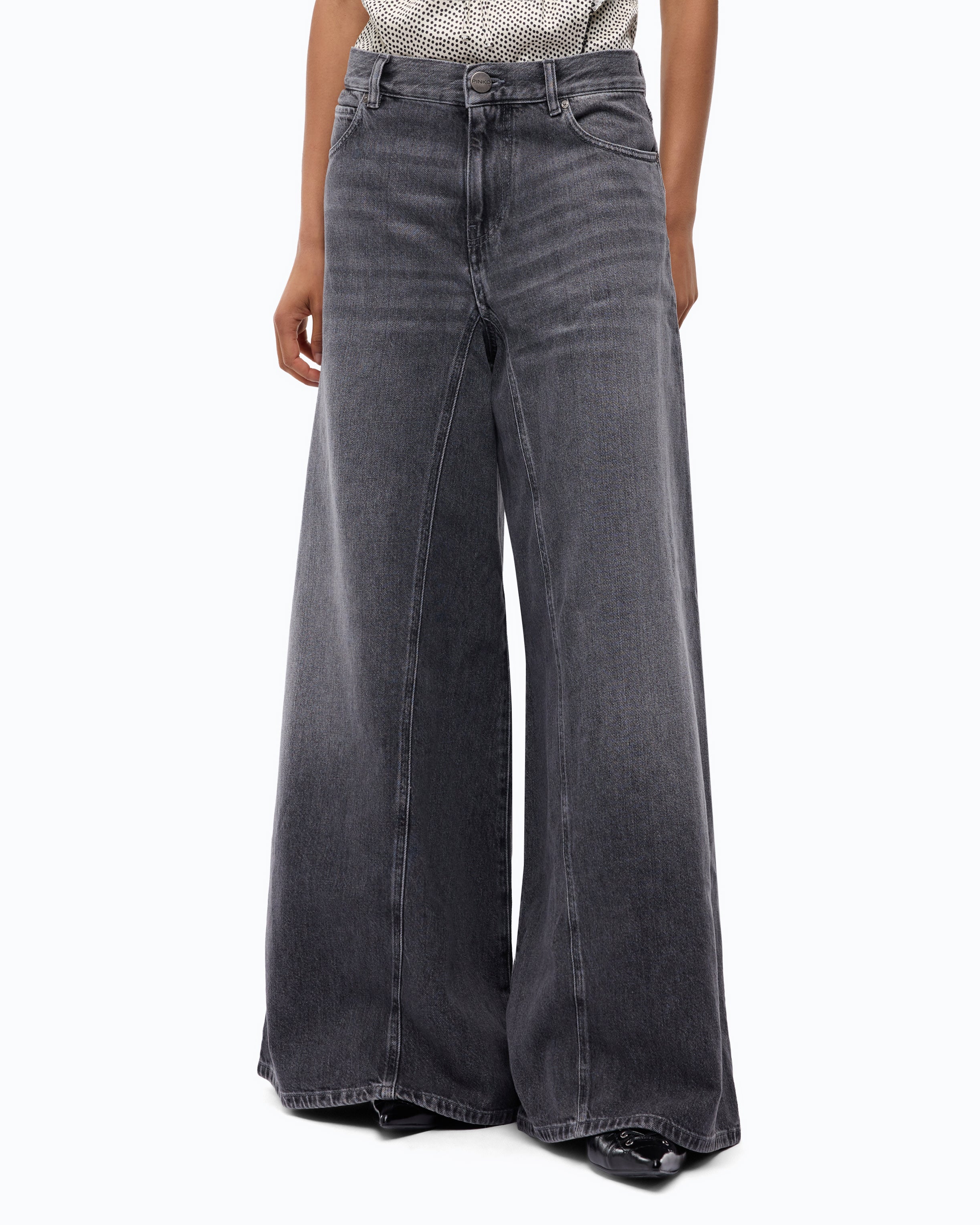Pinko Winona Wide Leg jeansy rozszerzane szare