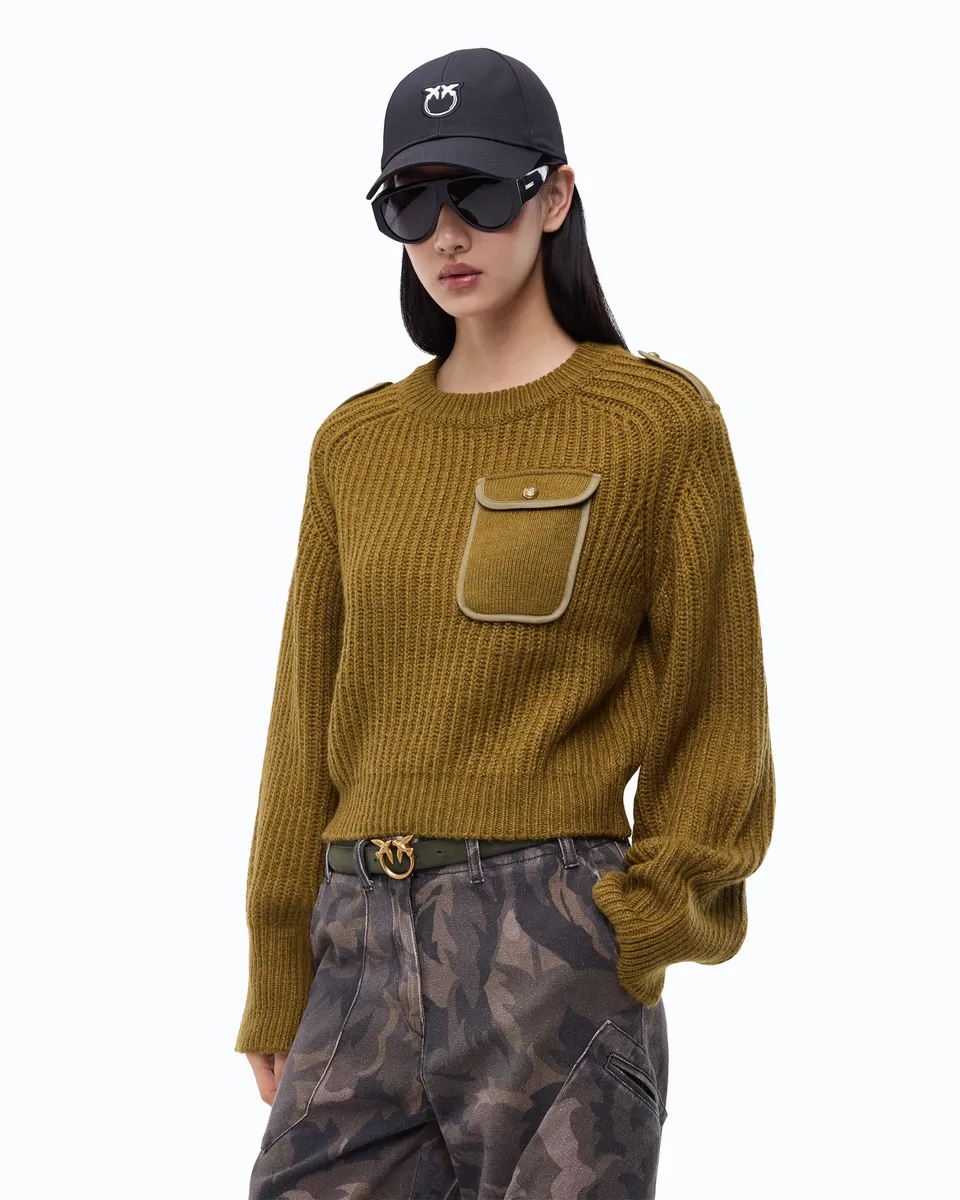 Pinko Miagolio Sweater sweter wełniany z kieszonką