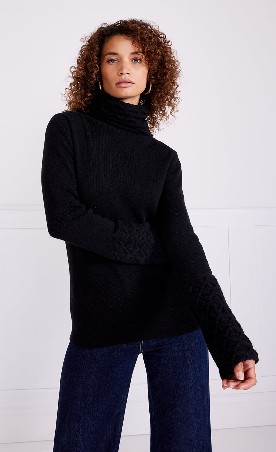 Temperley London Honeycomb Knit Jumper sweter czarny wełna