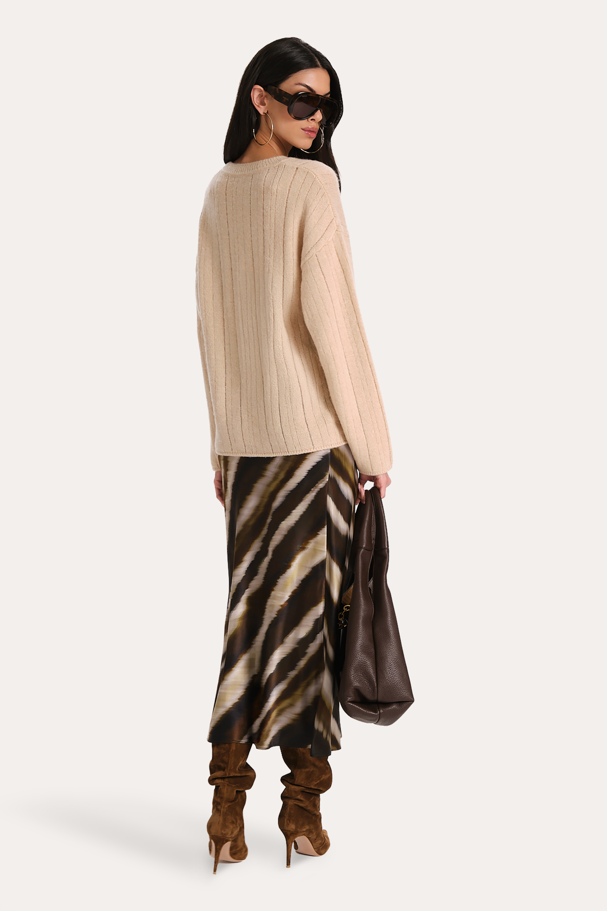 Elie Tahari Cashmere ER5Y8505 sweter Beige kaszmir