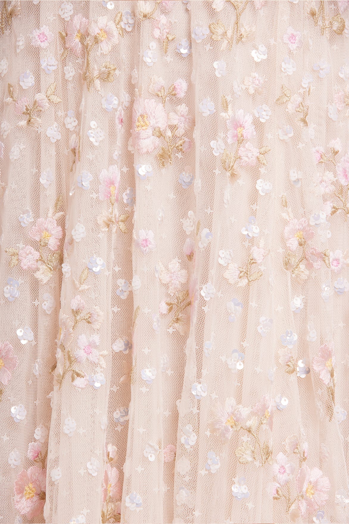 Needle & Thread Dahlia Ditsy Ankle Gown suknia kremowa haftowana