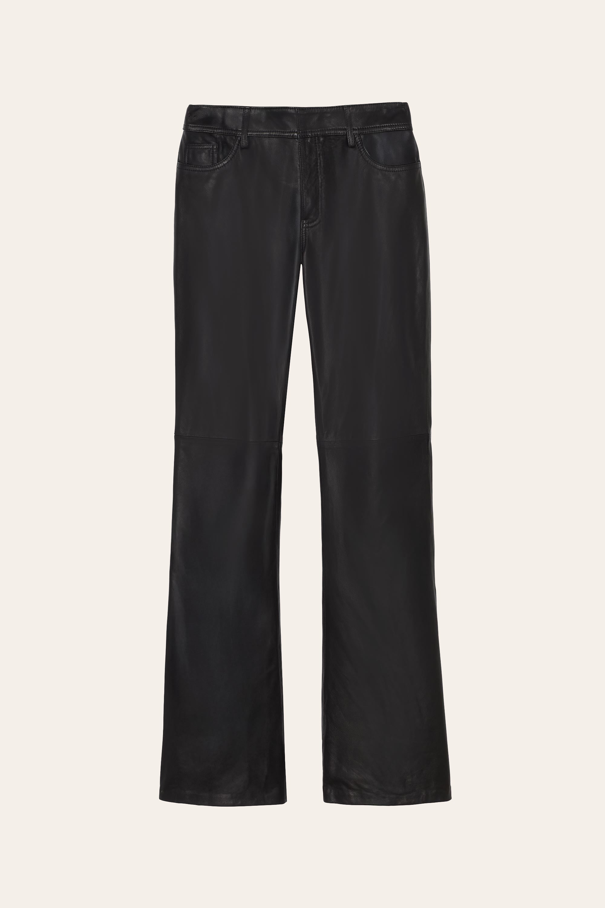 Elie Tahari Anouk spodnie skórzane Black Onyx wysoki stan