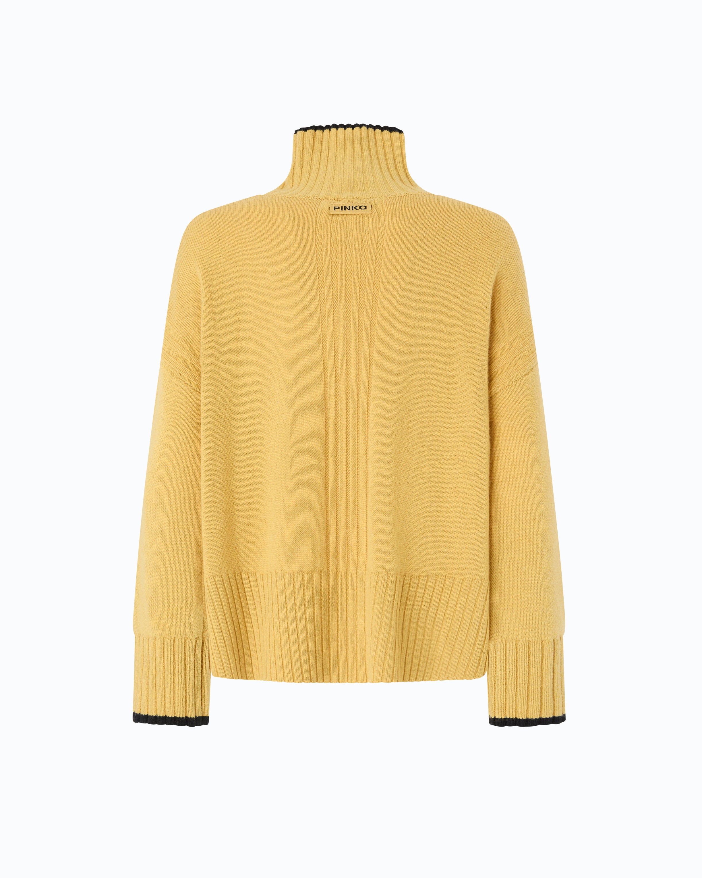 Pinko Falkland Sweater sweter z golfem złoty wełna kaszmir