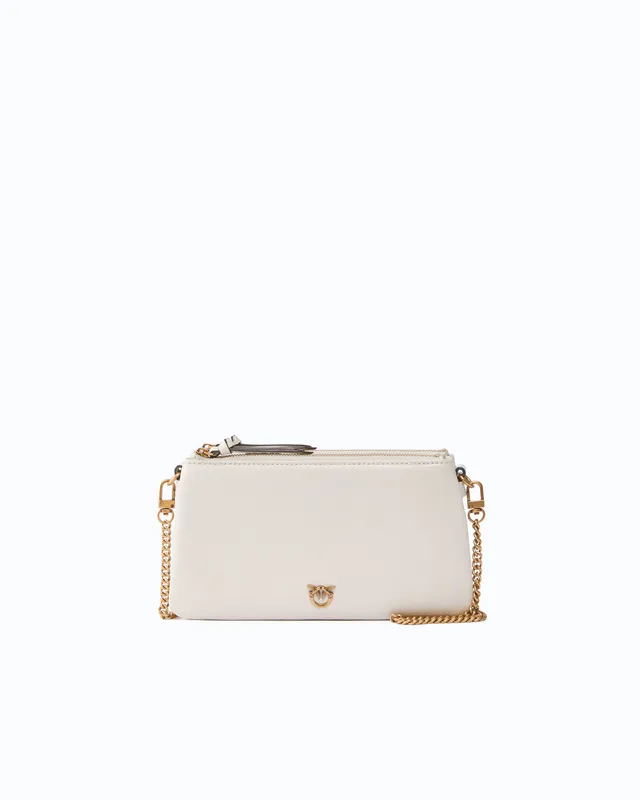 Pinko Mini Double Bag torebka skórzana biała