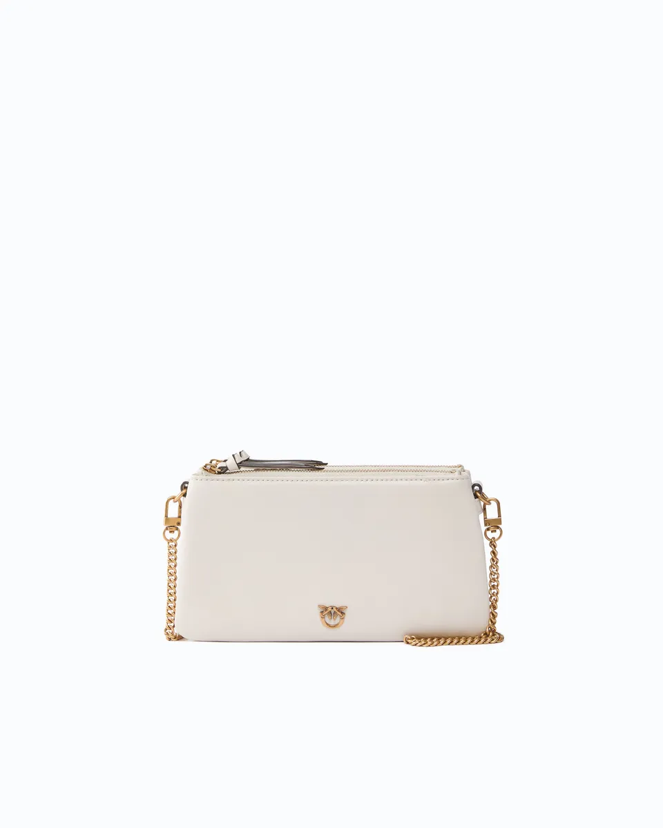 Pinko Mini Double Bag torebka skórzana biała
