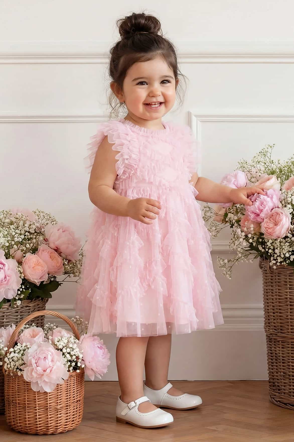 Needle & Thread Genevieve Baby Dress sukienka Pink z bloomerami