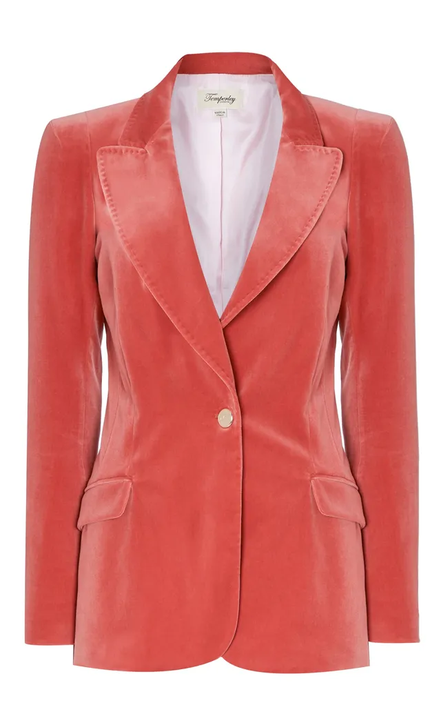 Temperley London Clove Velvet Jacket marynarka Coral talia